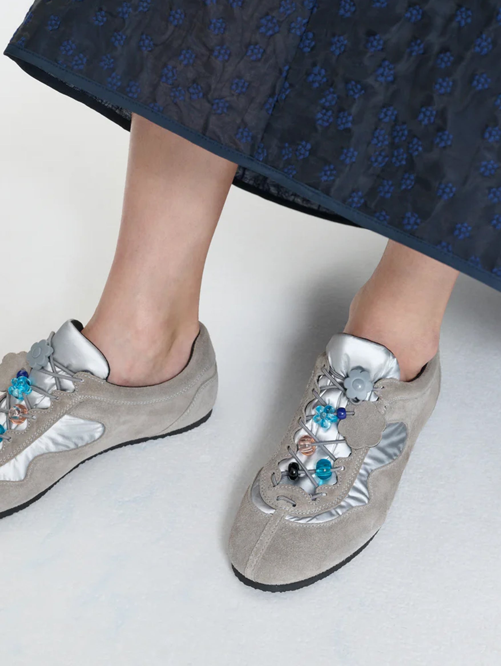 Blaise Sneakers in Light Grey and Silver