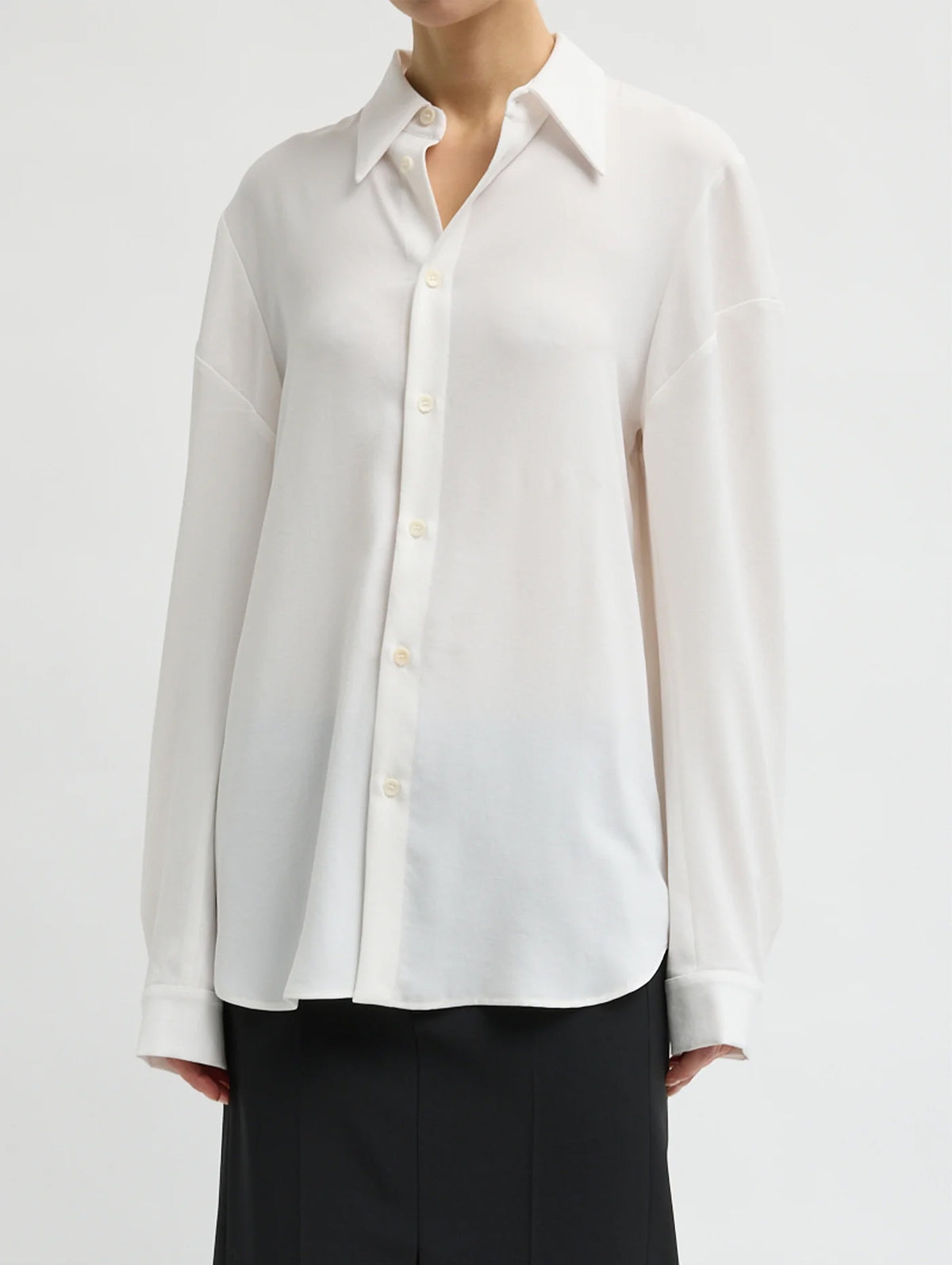 Soft Drape Hinged Shirt in Ivory