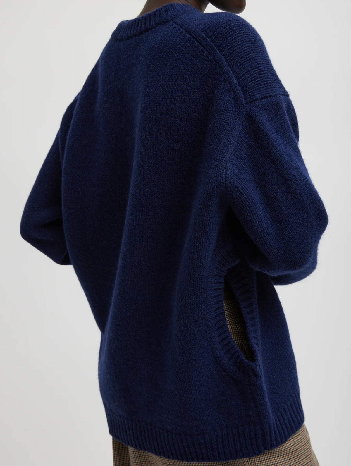 Soft Lambswool Sweater With Cut Out Detail in Navy