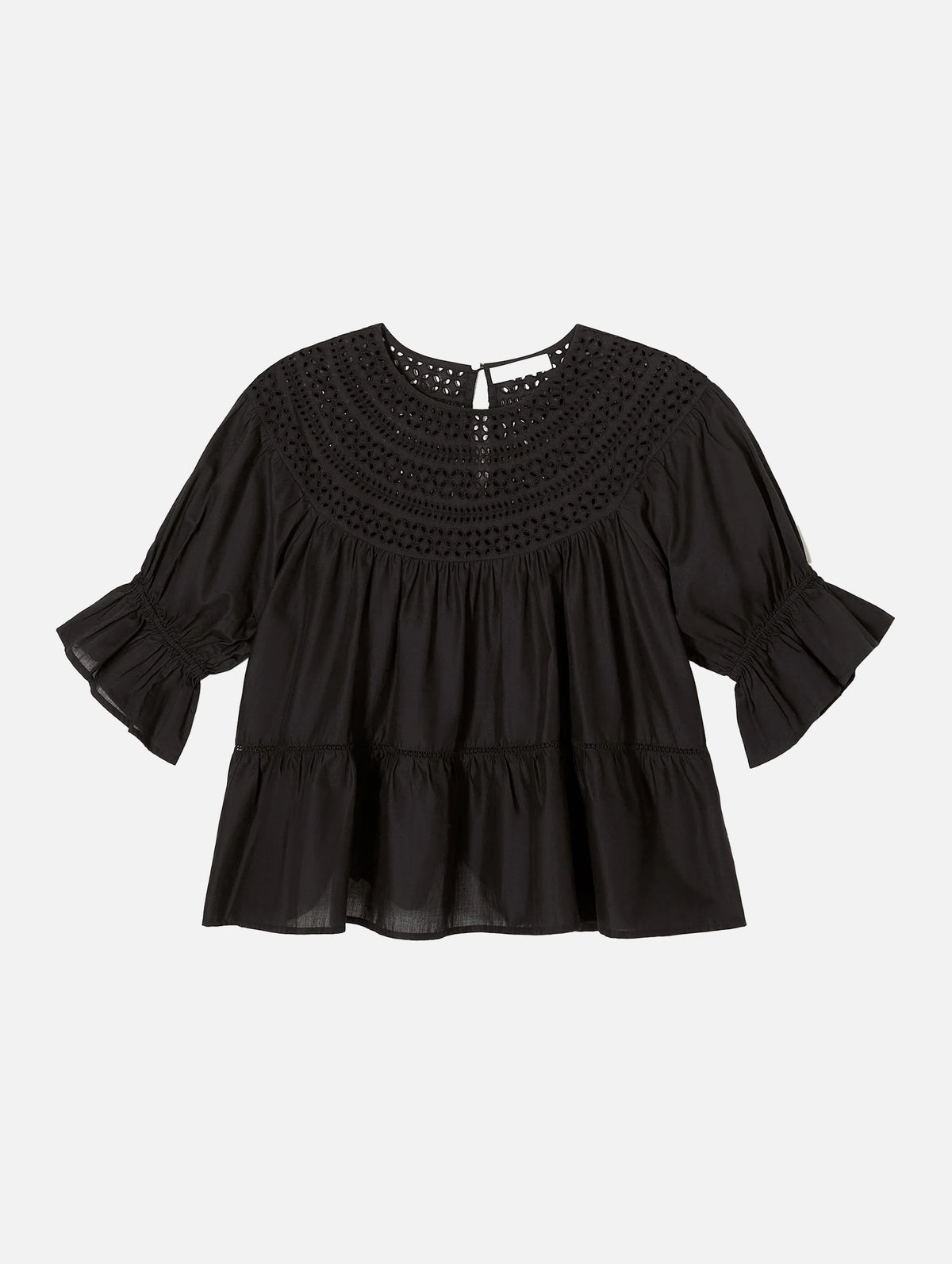 Sol Eyelet Top in Black