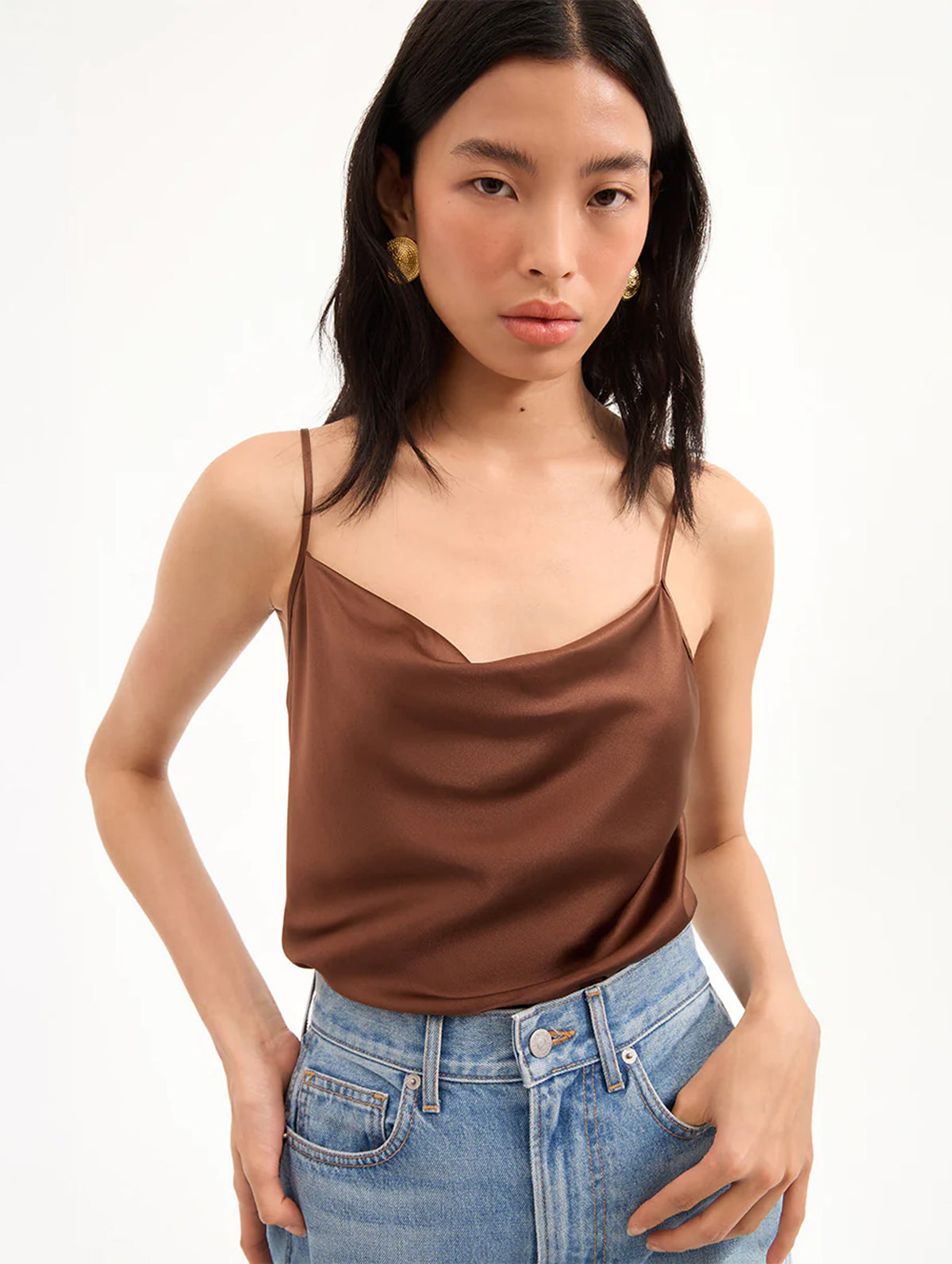 Sola Silk Tank Top in Light Chicory