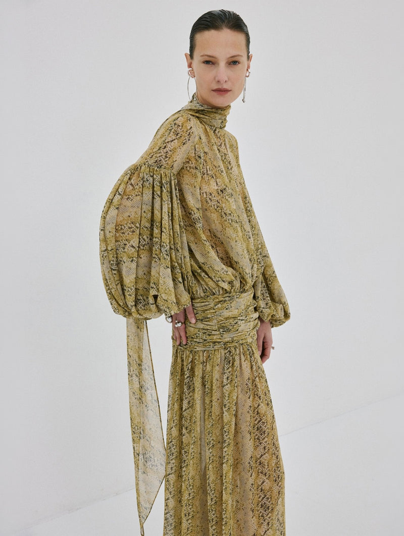 Solana Maxi Dress in Serpiente Yellow