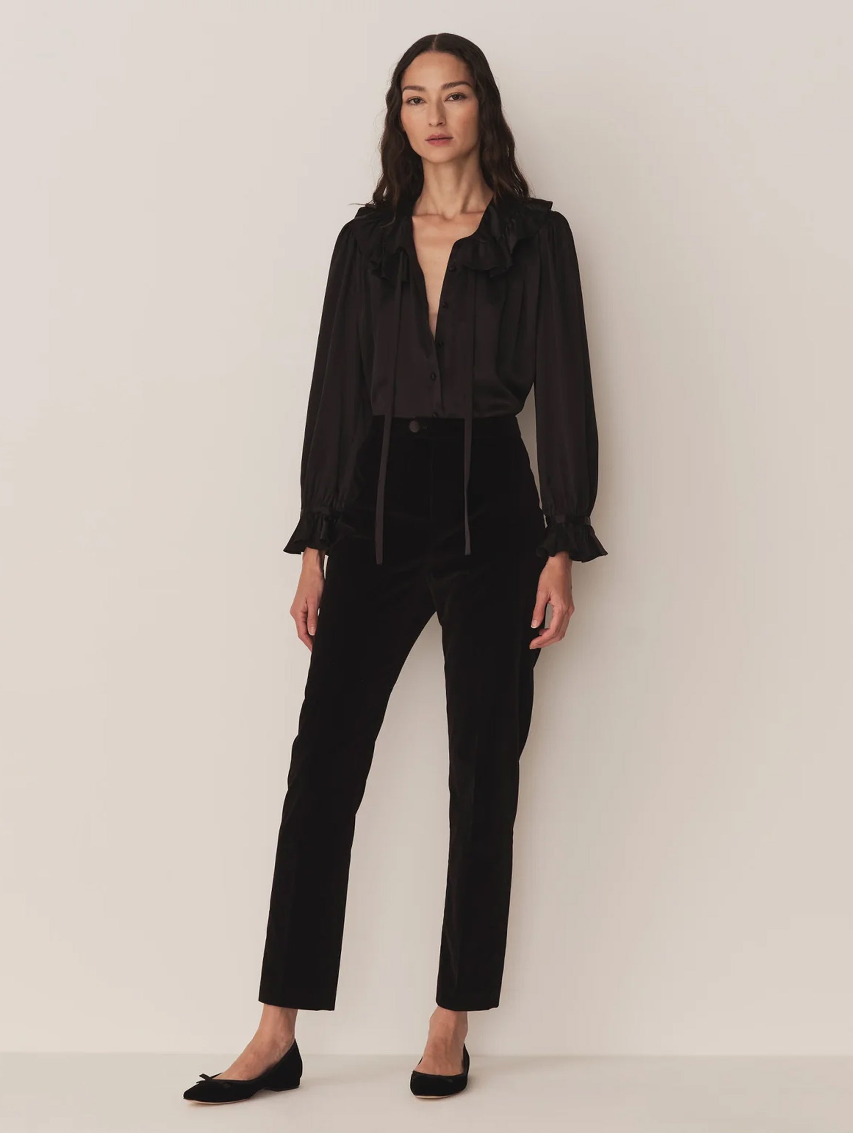 Solange Silk Top in Black