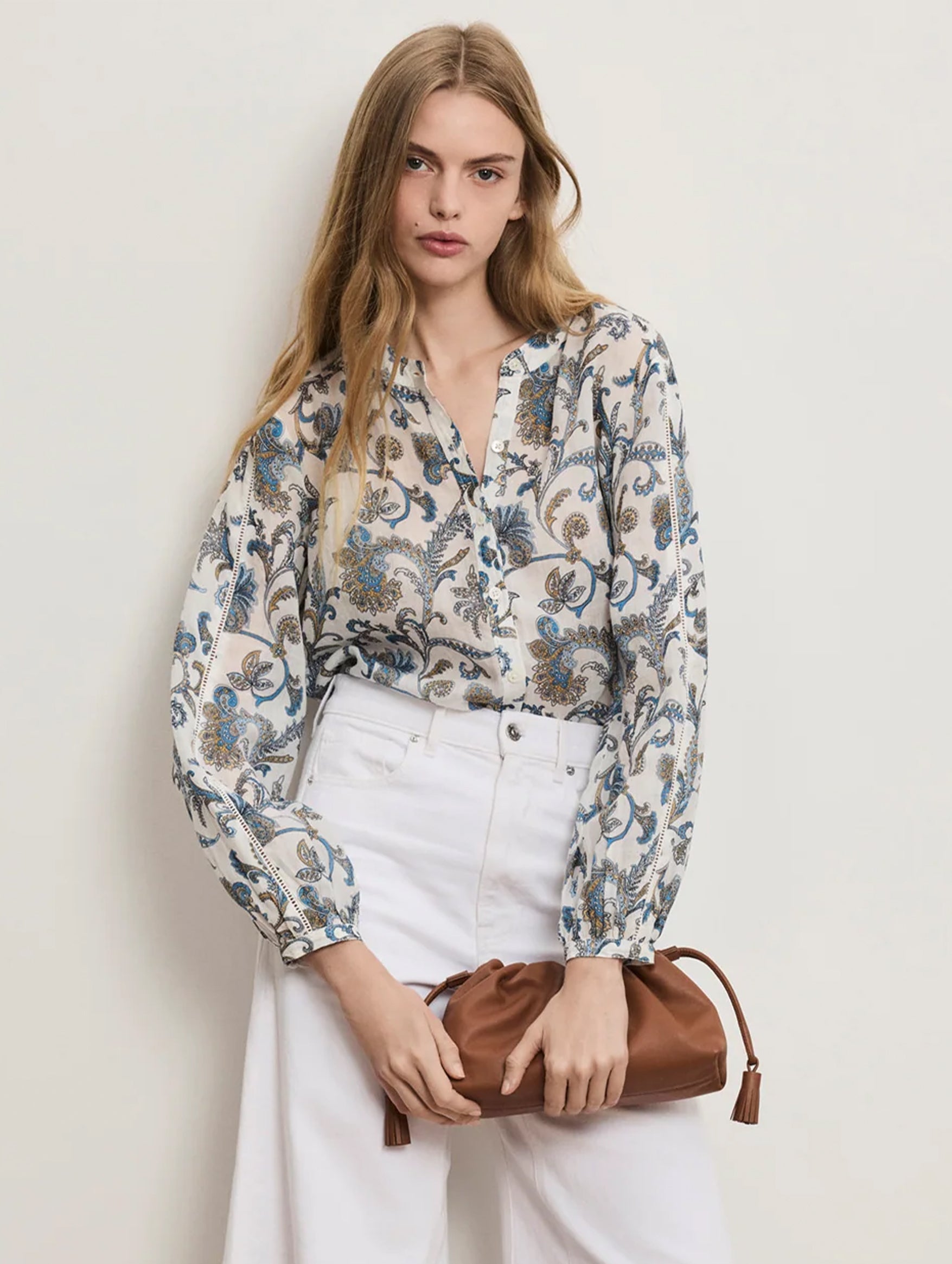 Soleil Blouse in Dove Multi