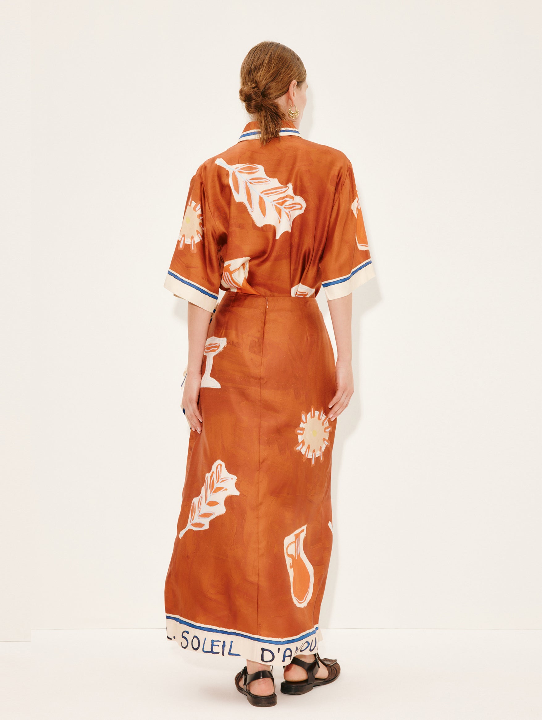 Soleil D'Amour Silk Sarong Skirt in Rust