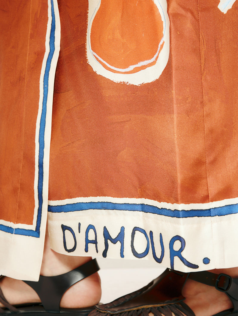 Soleil D'Amour Silk Sarong Skirt in Rust