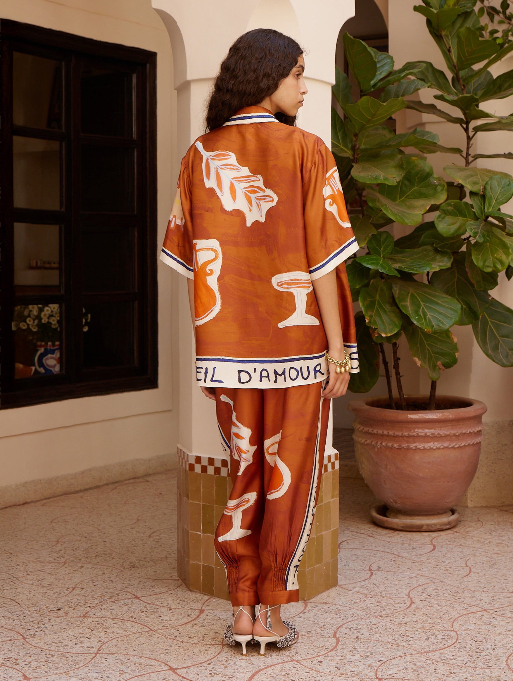 Soleil D'Amour Silk Shirt in Rust