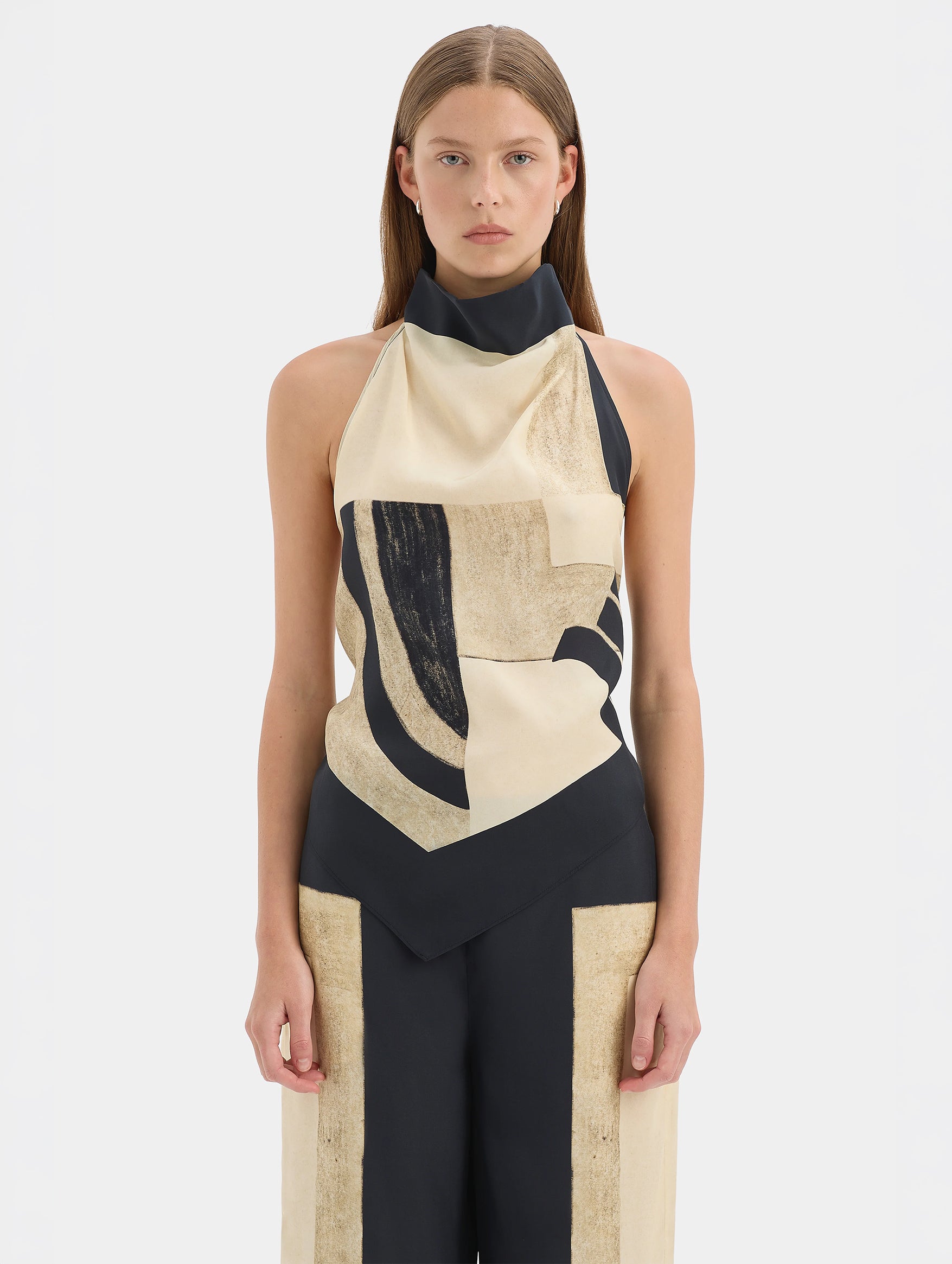 Sona Halter Tie Top in Geo Scape