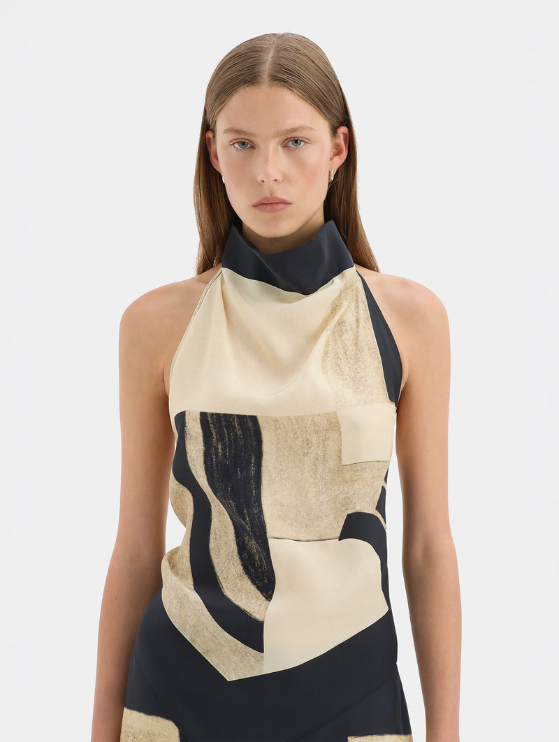 Sona Halter Tie Top in Geo Scape