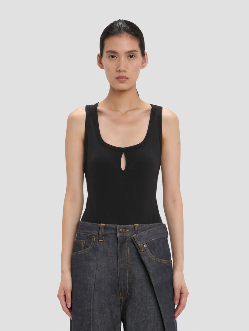 Split Tank Top in Black