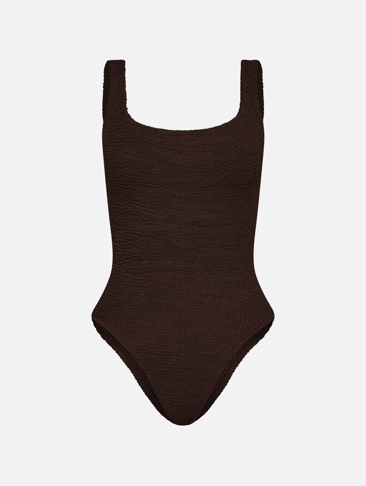 Square Neck Swimsuit in Metallic Chocolate