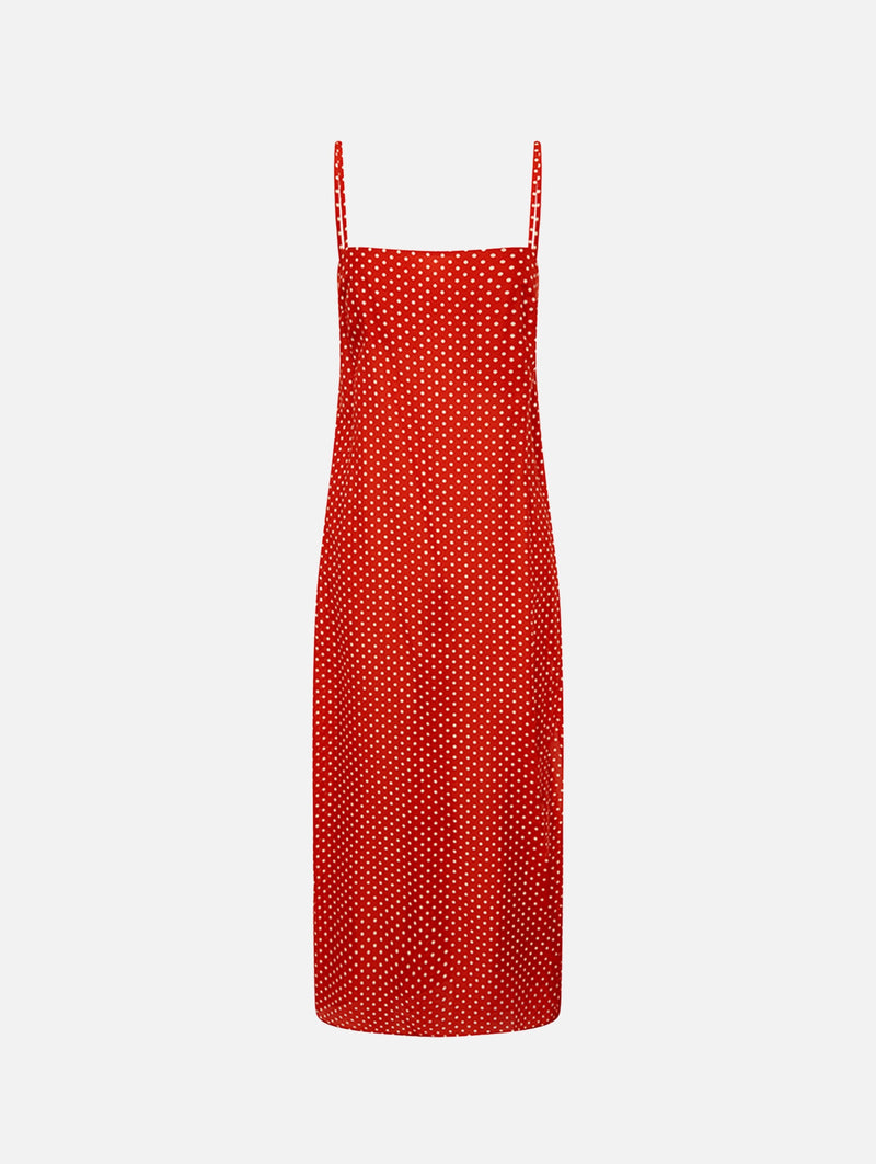Square Shift Midi Dress in Polka Dot Tomato