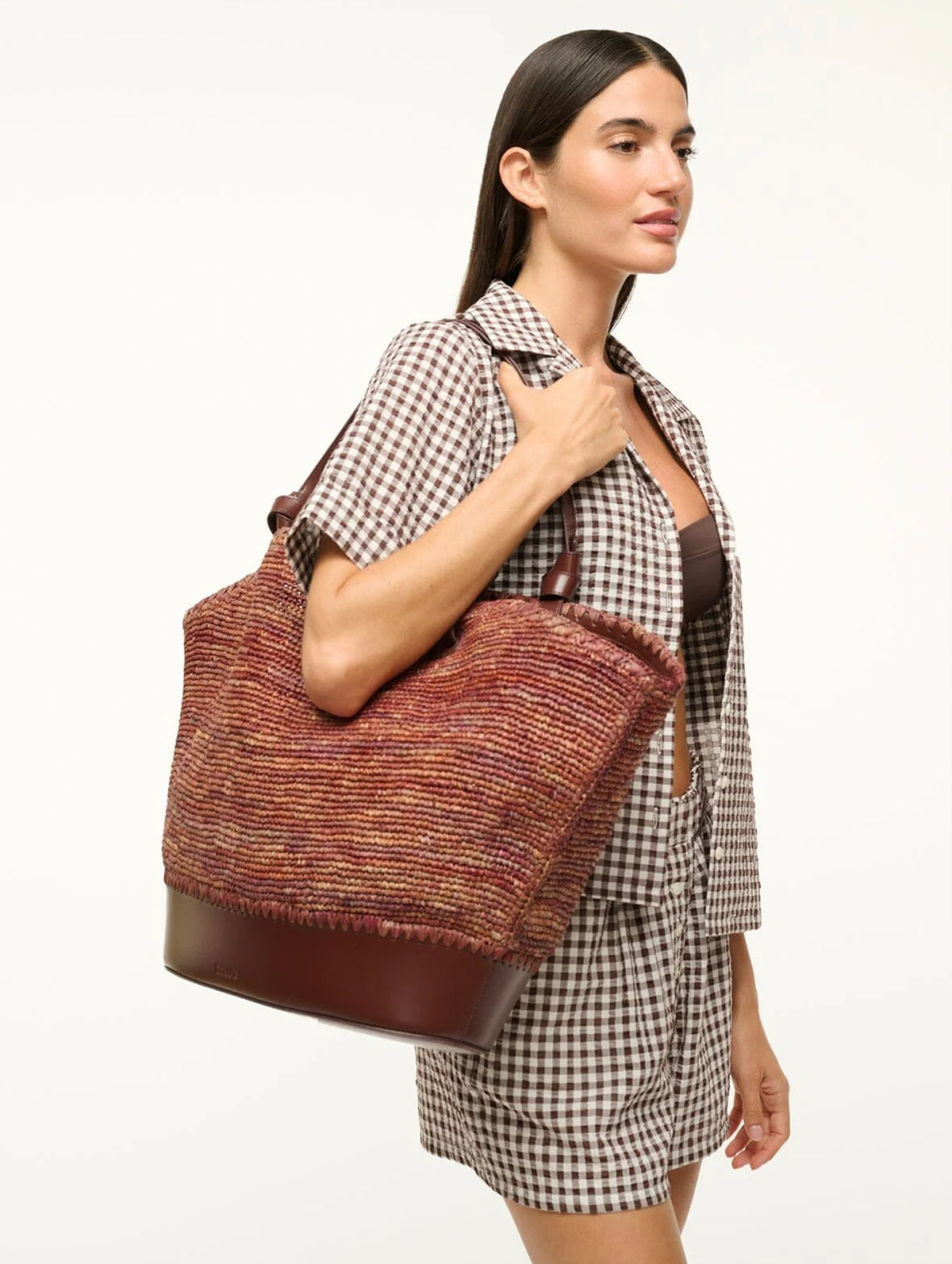 Squillo Raffia Tote in Mahogany