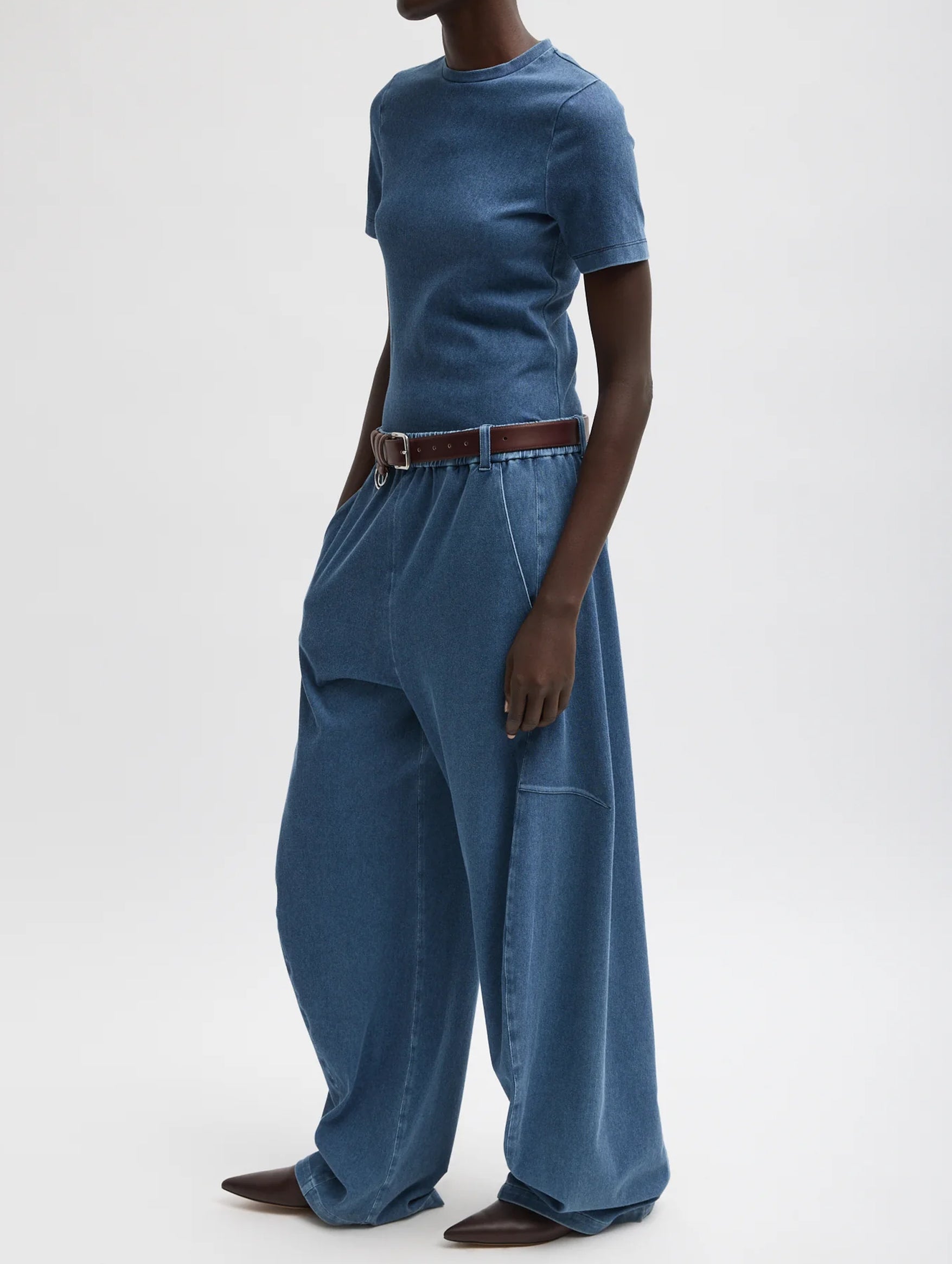 Stretch Denim Baby Tee in Classic Wash