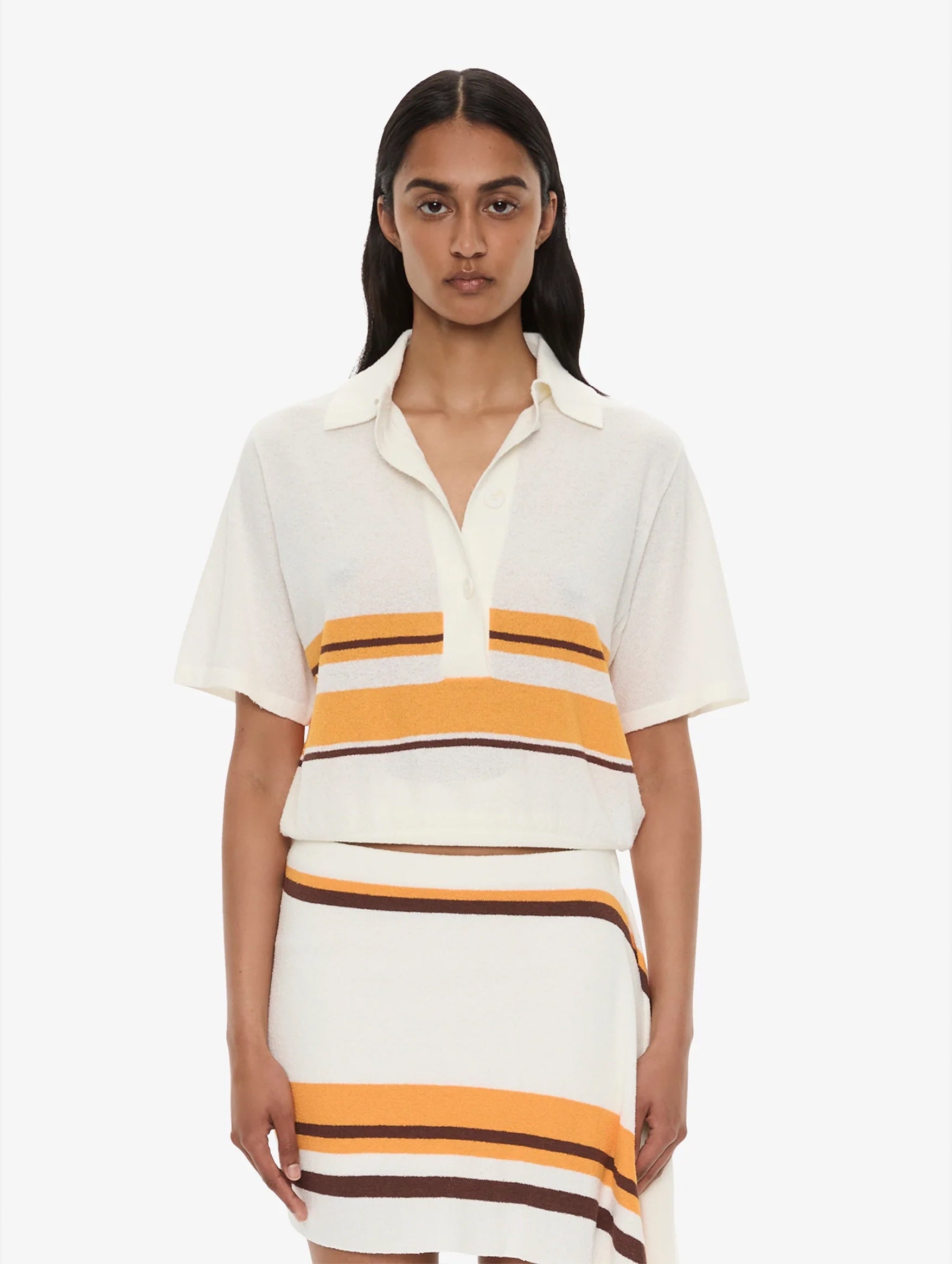 Stripe Knit Clean Polo in Solaris Stripe