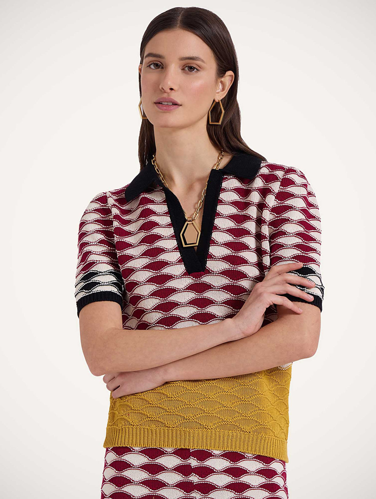 Sunset Polo in Red, Yellow & White