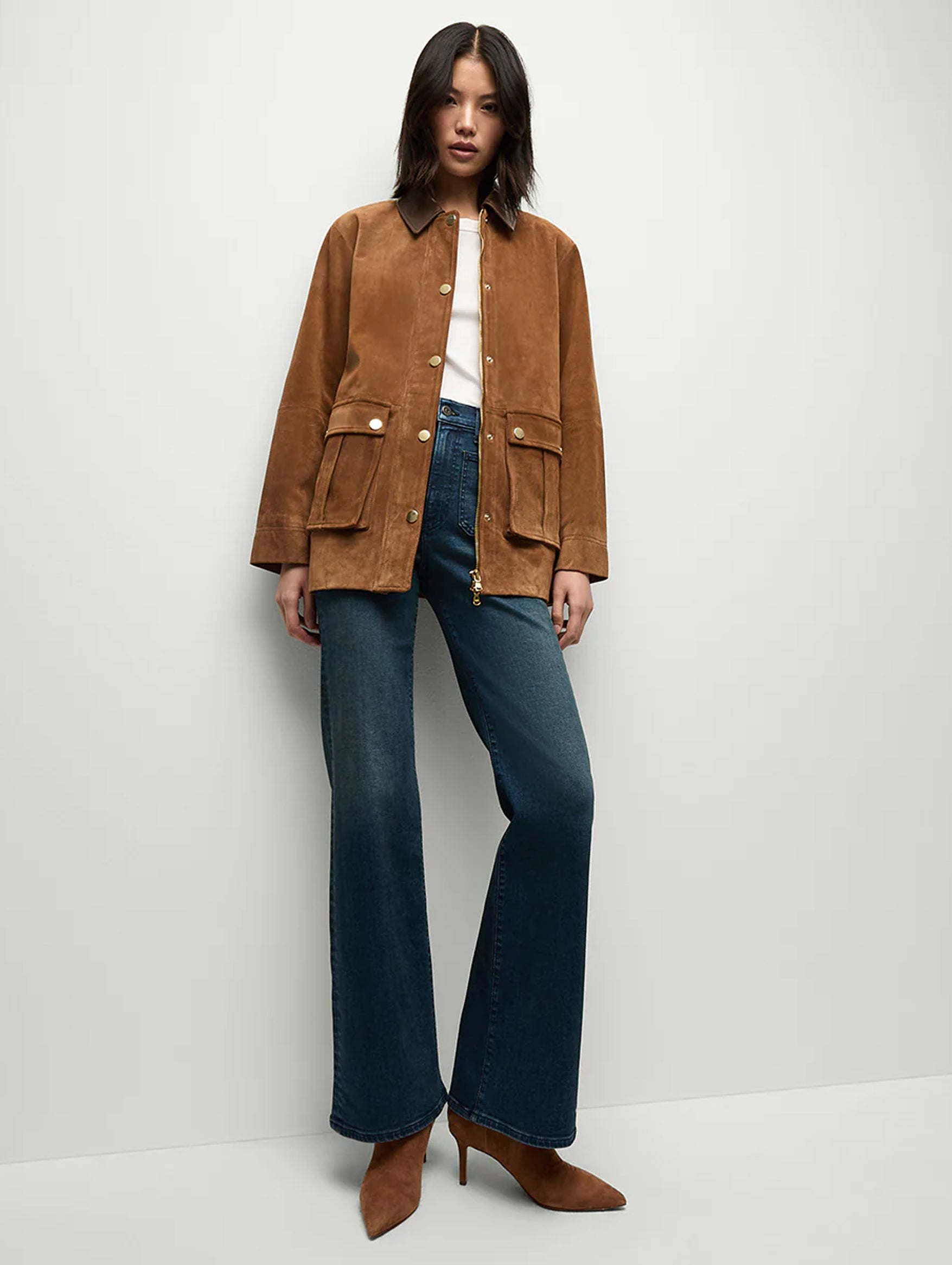 Suz Suede Dickey Coat in Whiskey