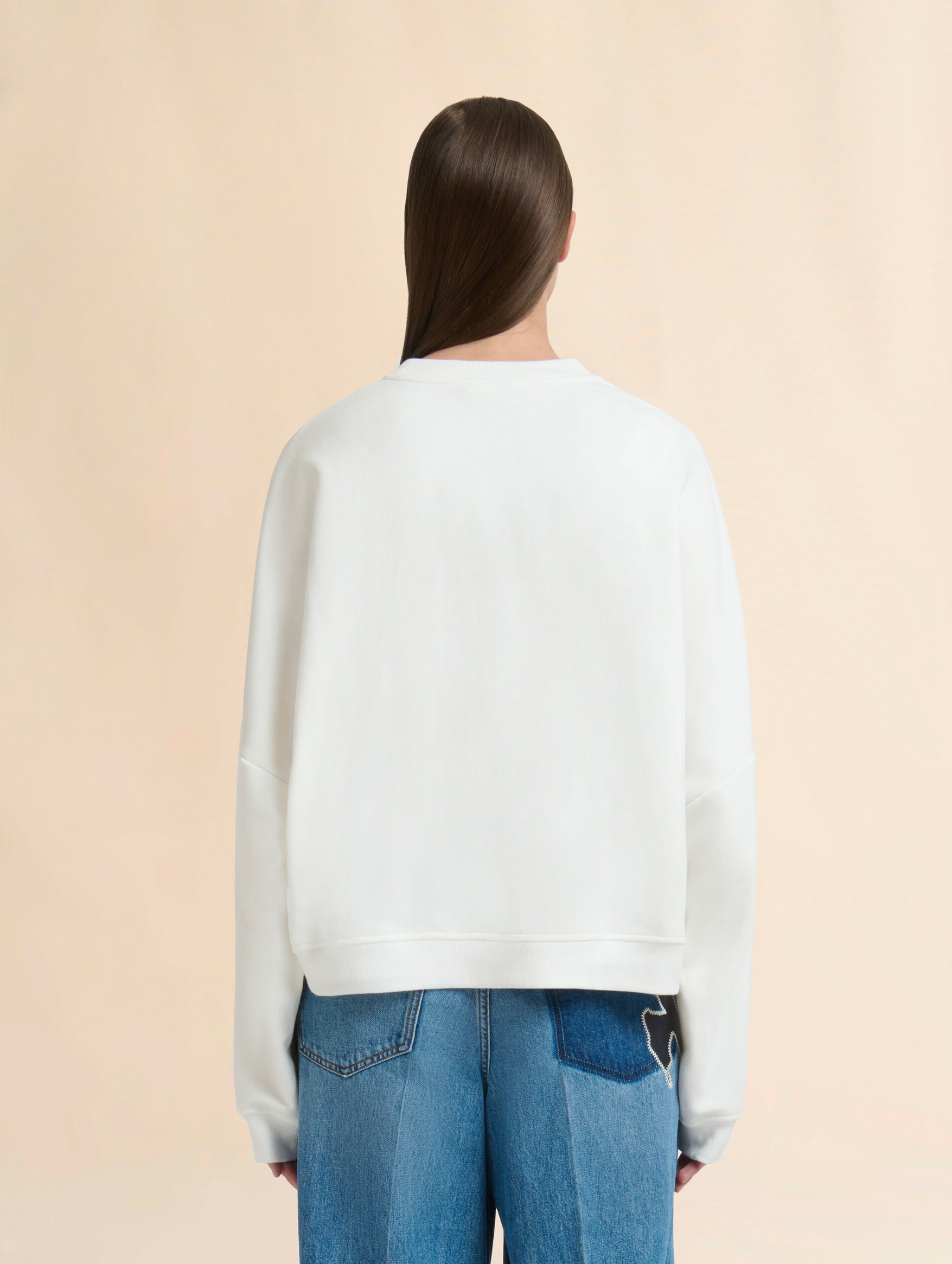 Sweatshirt With Tulip Print in White