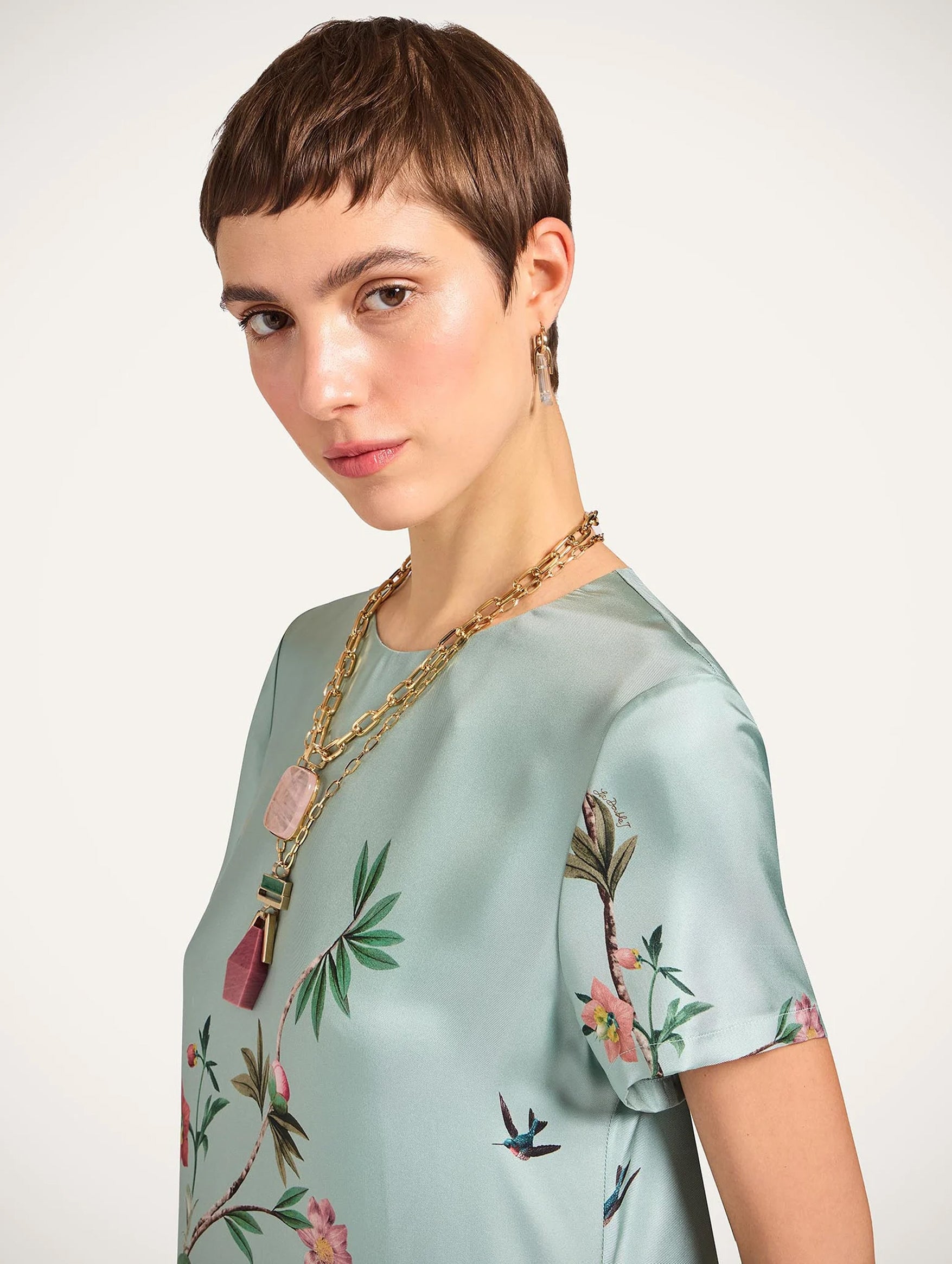 Swing Dress with Feathers in Zooflora