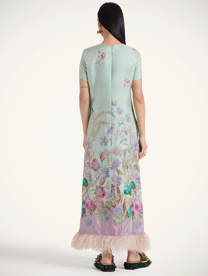 Swing Dress with Feathers In Mint Heath Placée