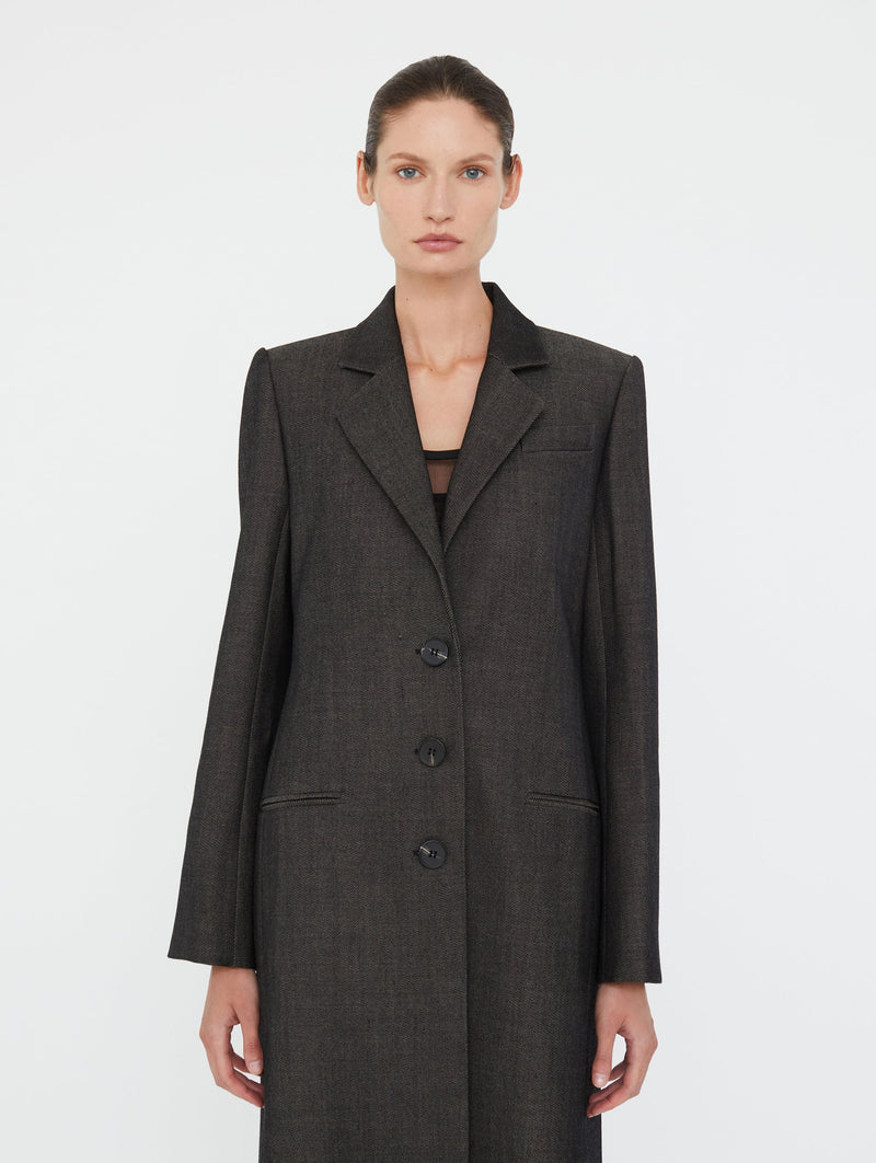 Talus Twill Coat in Speckled Black