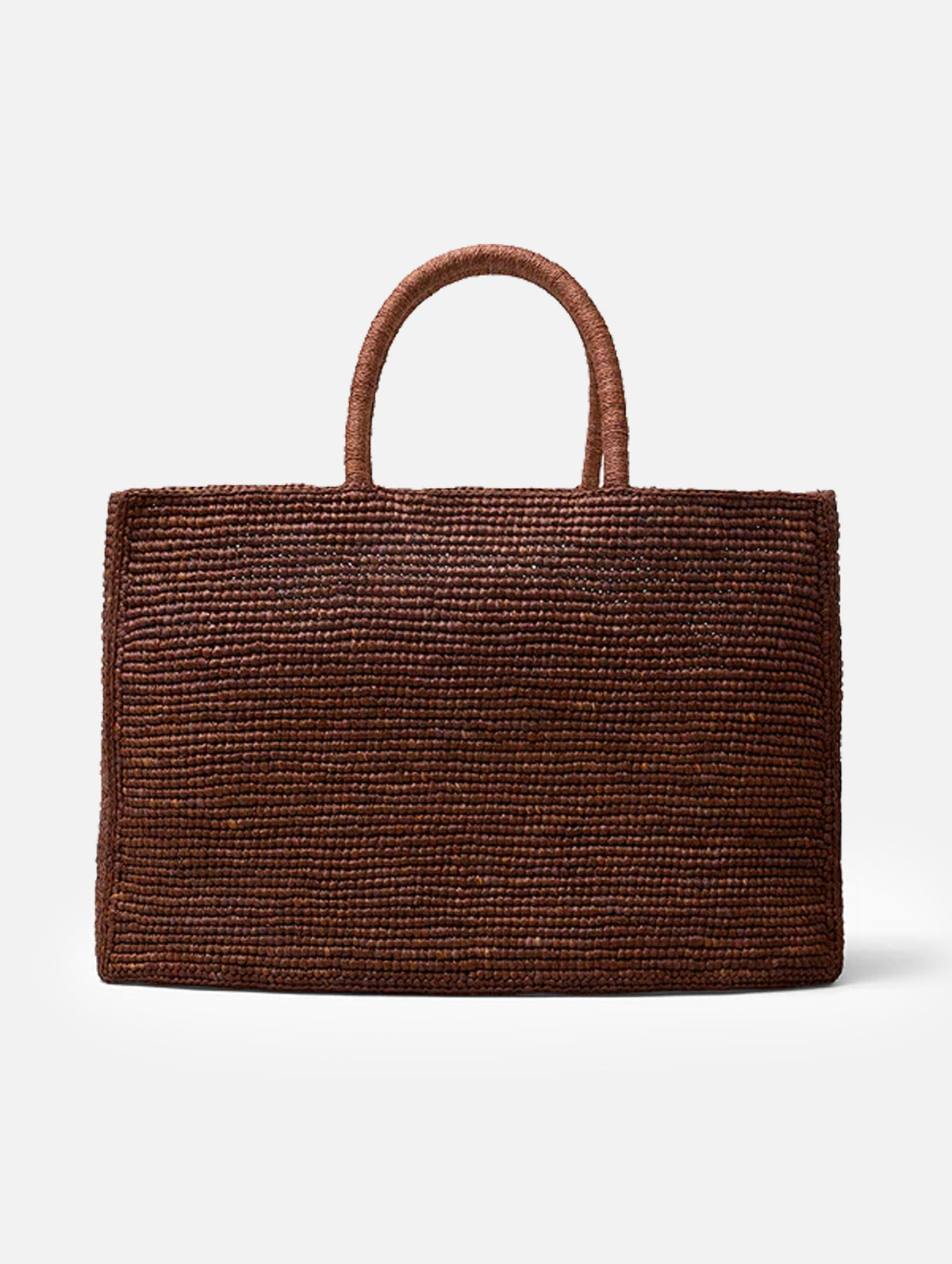 The Charlotte Raffia Bag Large in Chestnut Brown
