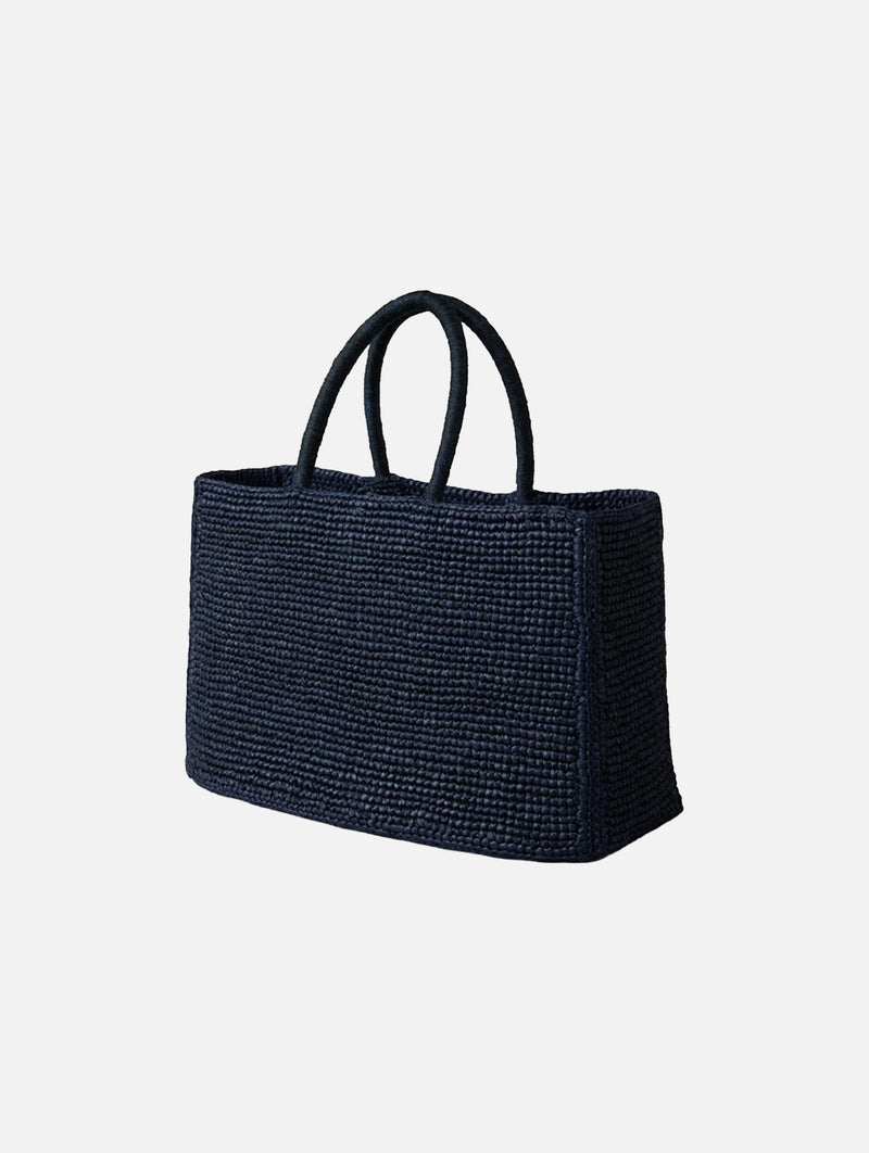 The Charlotte Raffia Bag Small in Navy