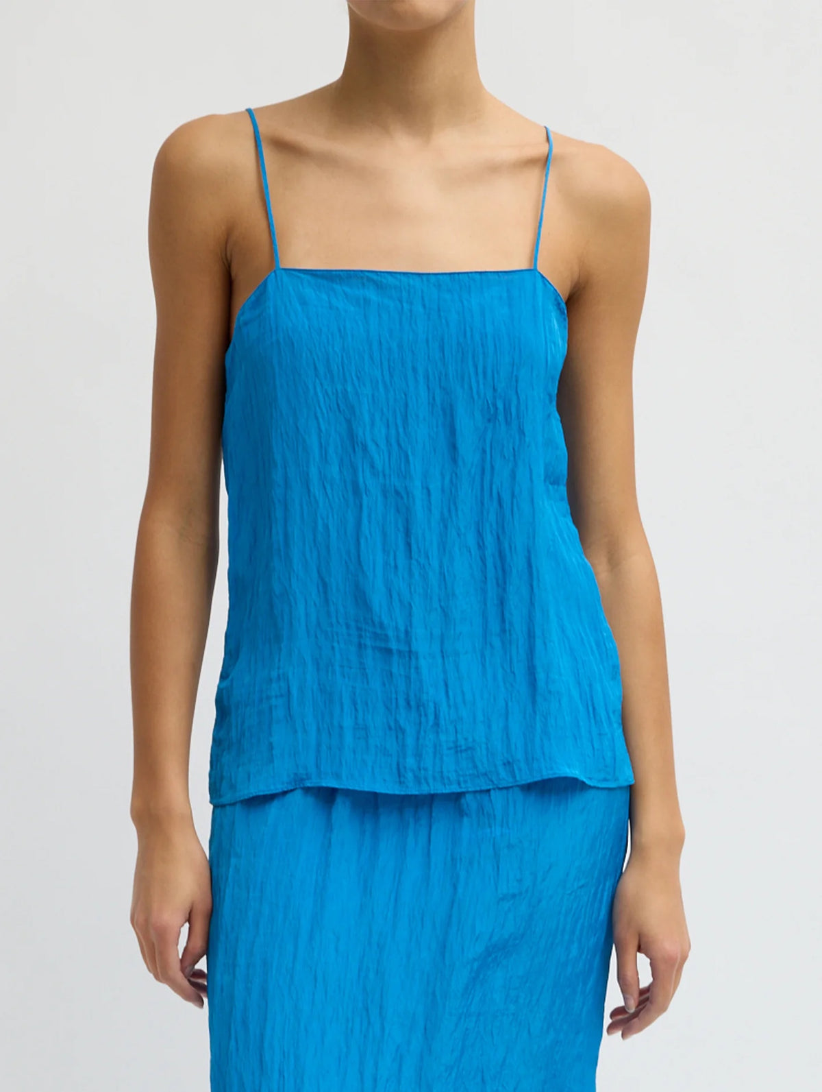 The Crinkle Slip Cami in Bright Blue