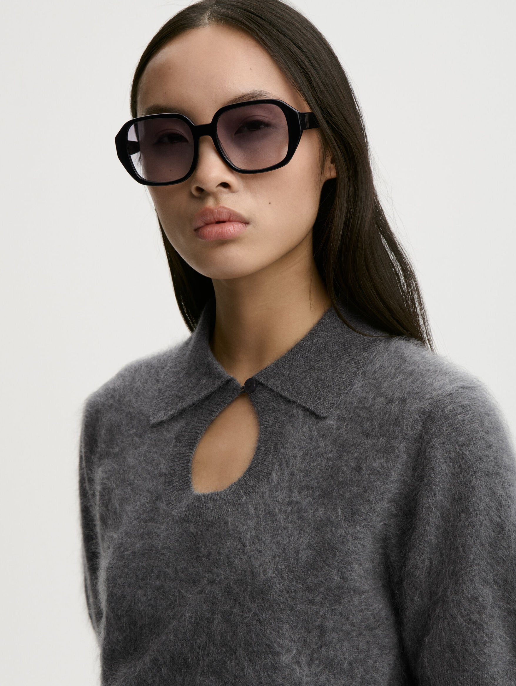 Talallia Cashmere Polo in Grey Melange