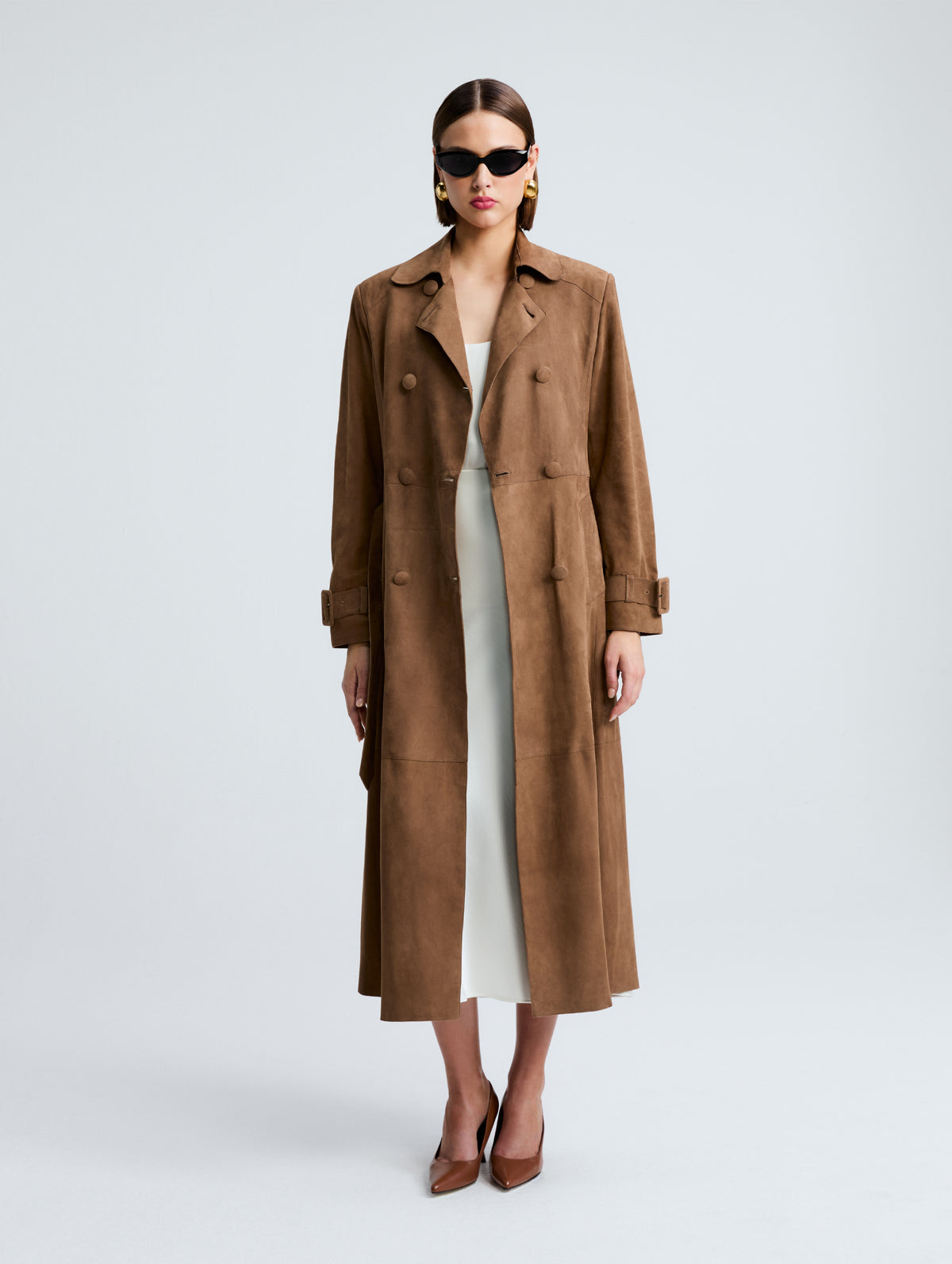 Tate Everyday Suede Trench in Tobacco