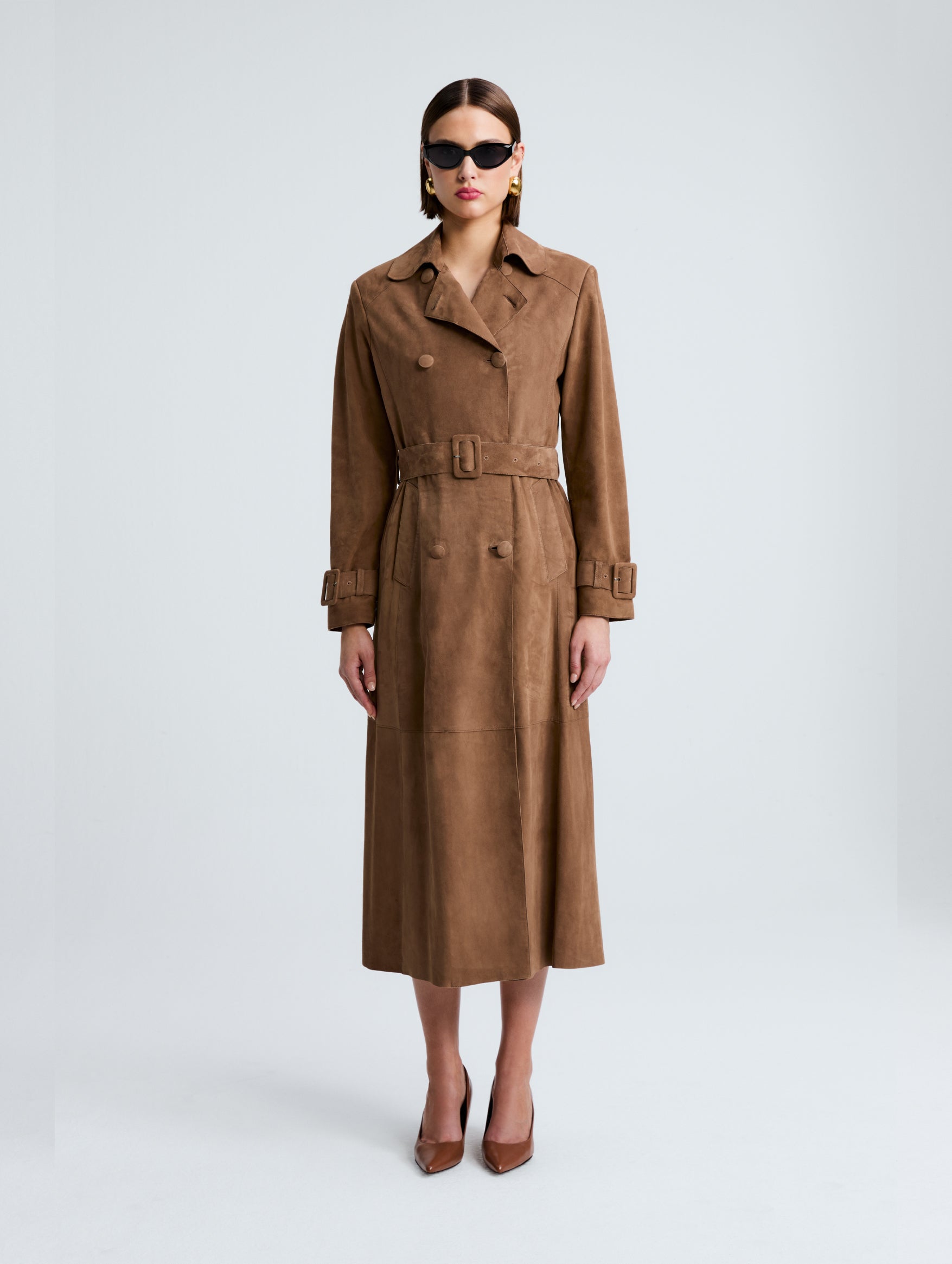 Tate Everyday Suede Trench in Tobacco