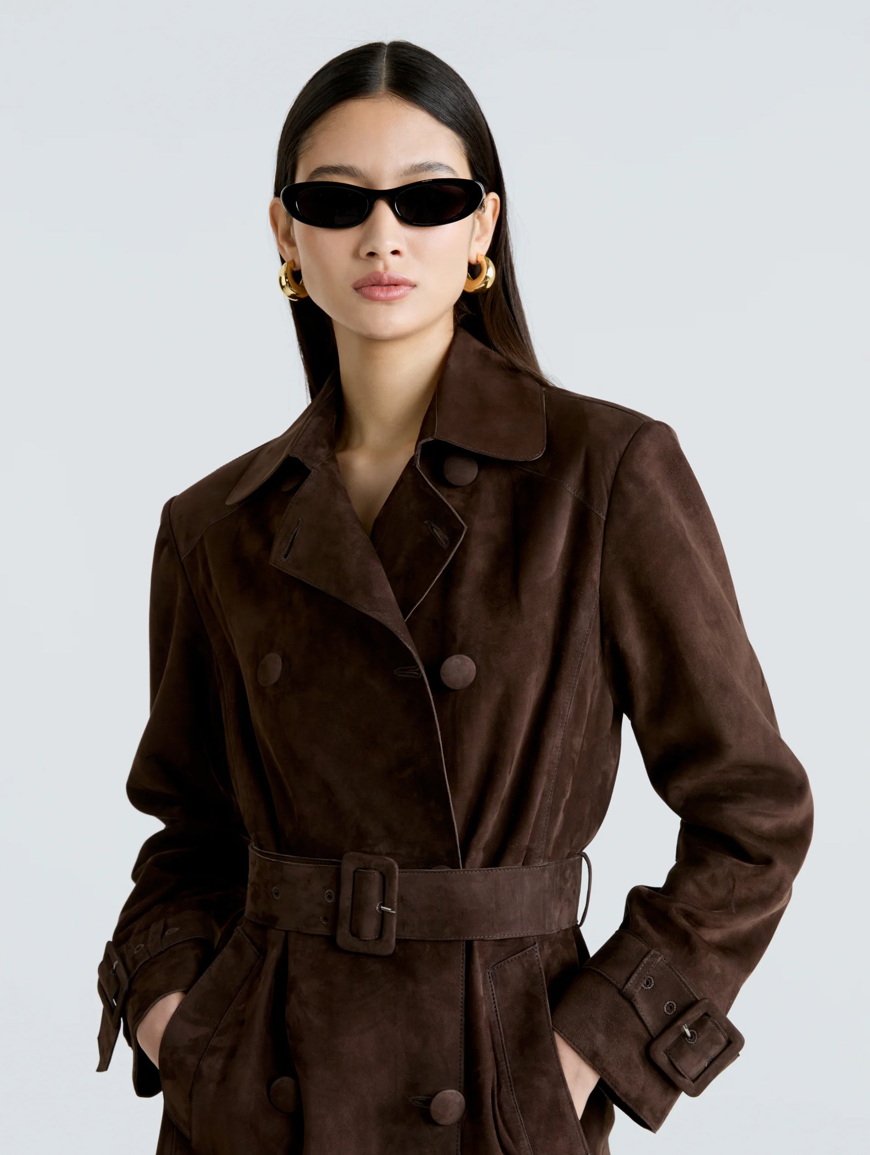 Tate Everyday Suede Trench in Mocha