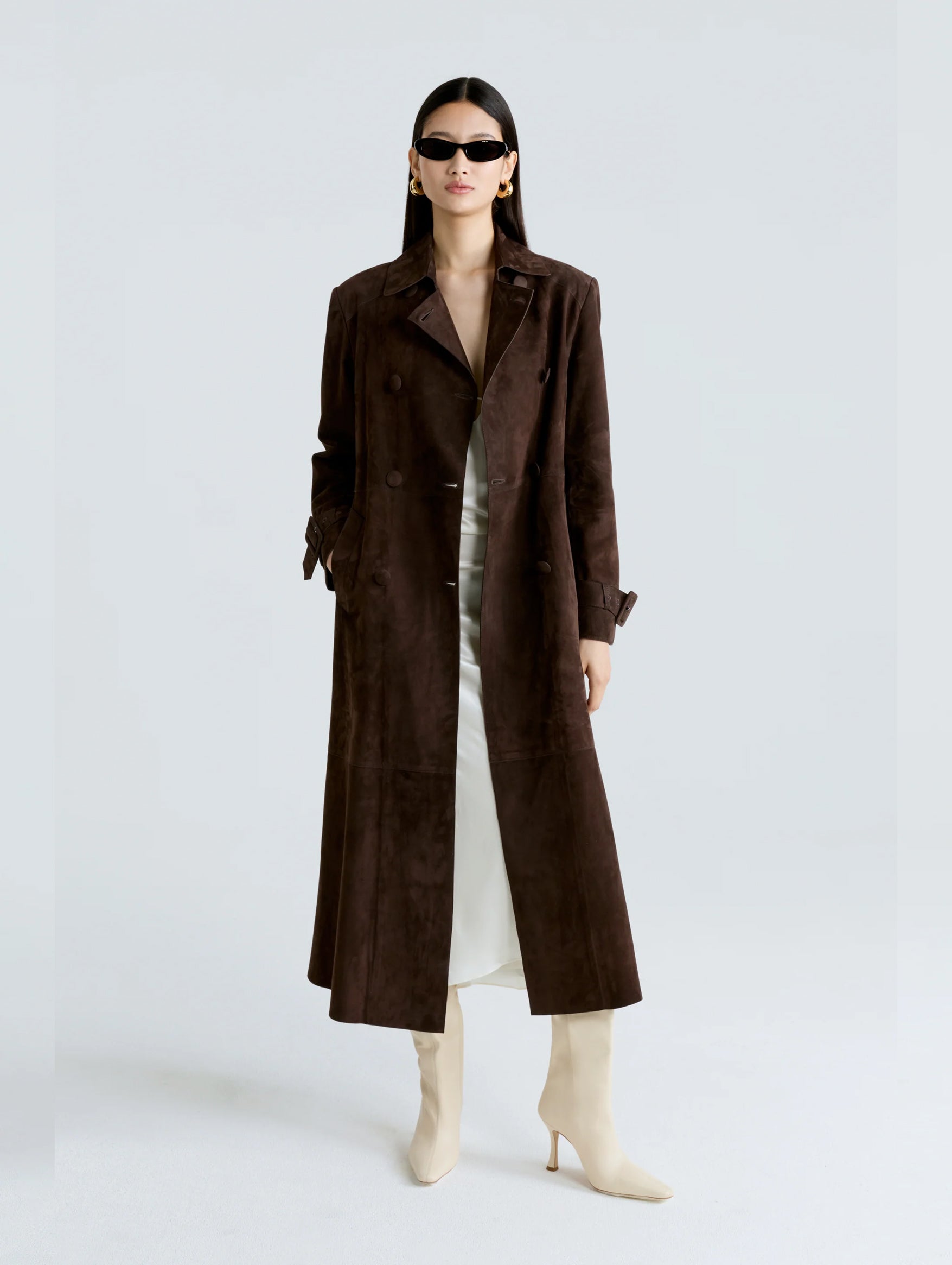 Tate Everyday Suede Trench in Mocha