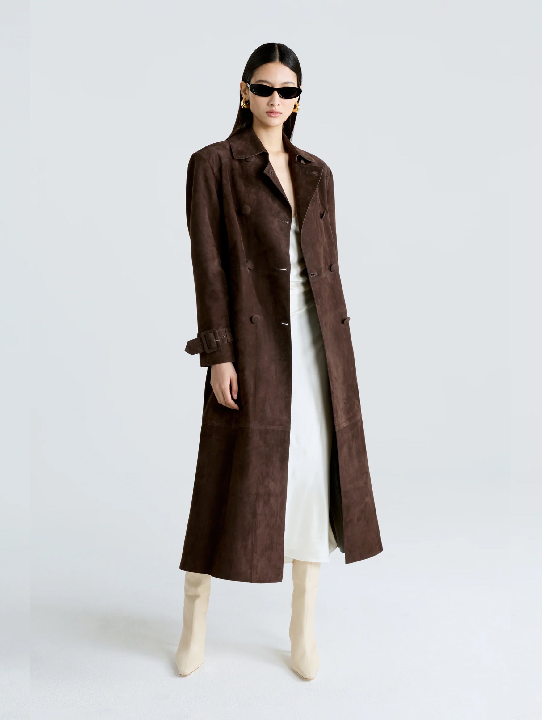 Tate Everyday Suede Trench in Mocha