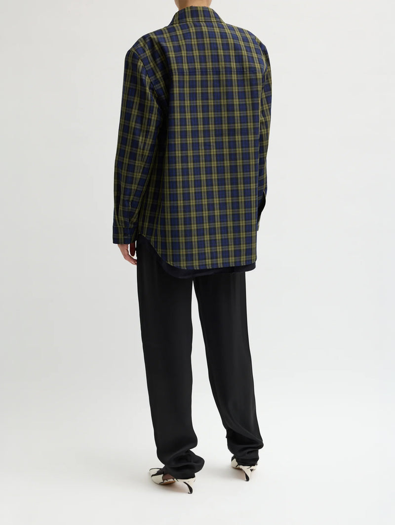 Techy Plaid Easy Shirt Jacket in Blue Multi