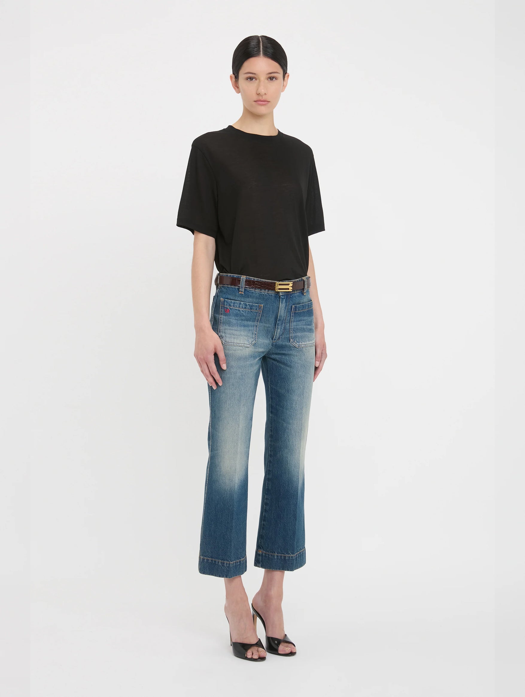 Classic Cotton Crepe T-Shirt In Black