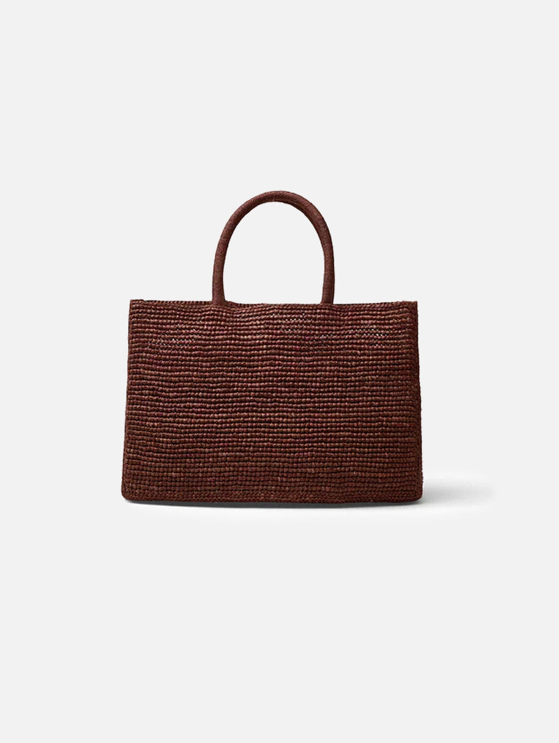 The Charlotte Raffia Bag Small in Chestnut Brown