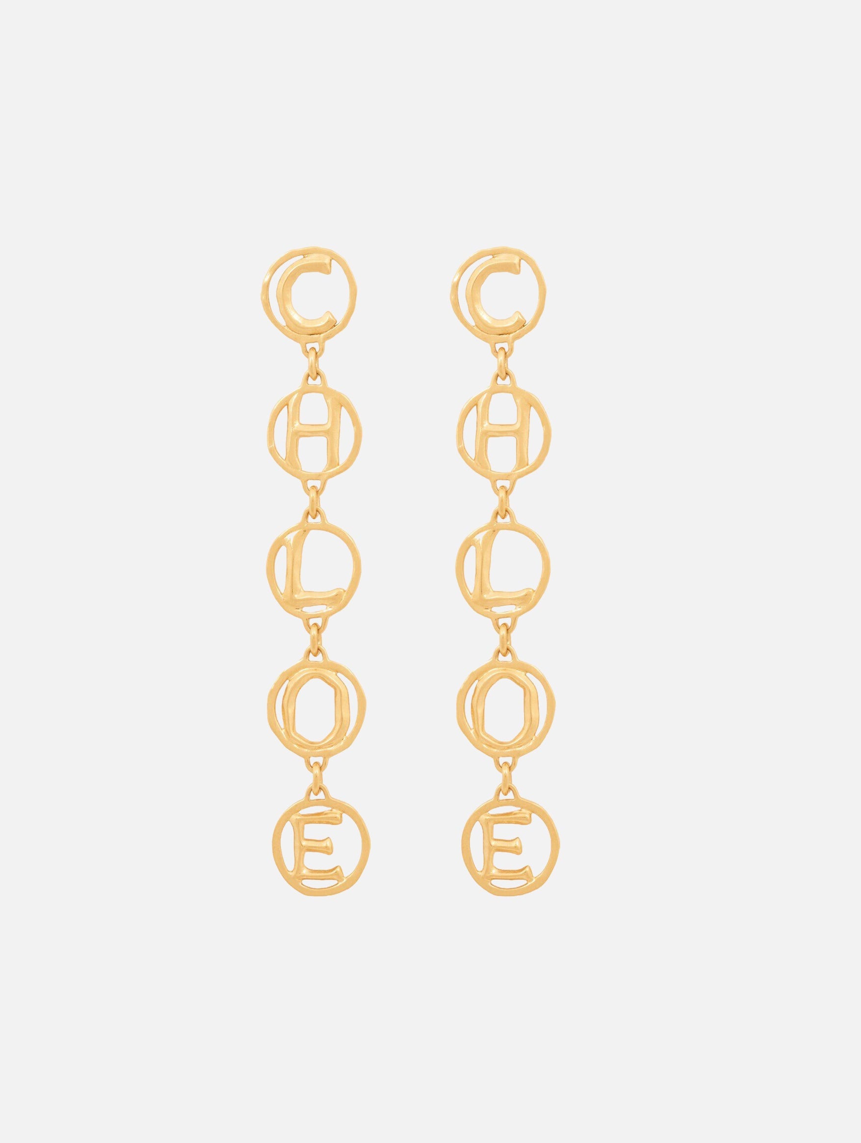 The Chloé Script Earrings in Vintage Gold