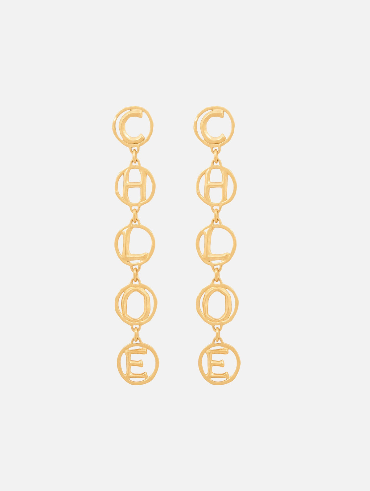 The Chloé Script Earrings in Vintage Gold
