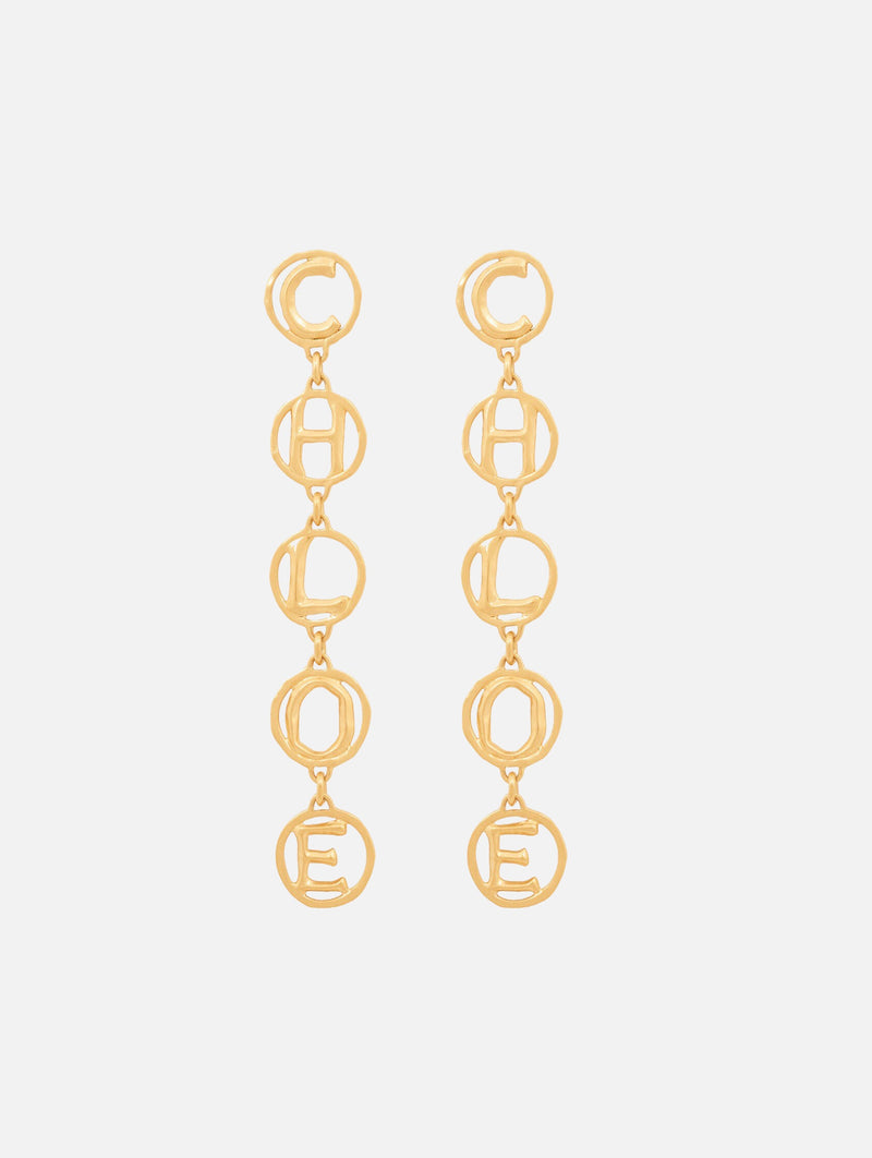 The Chloé Script Earrings in Vintage Gold