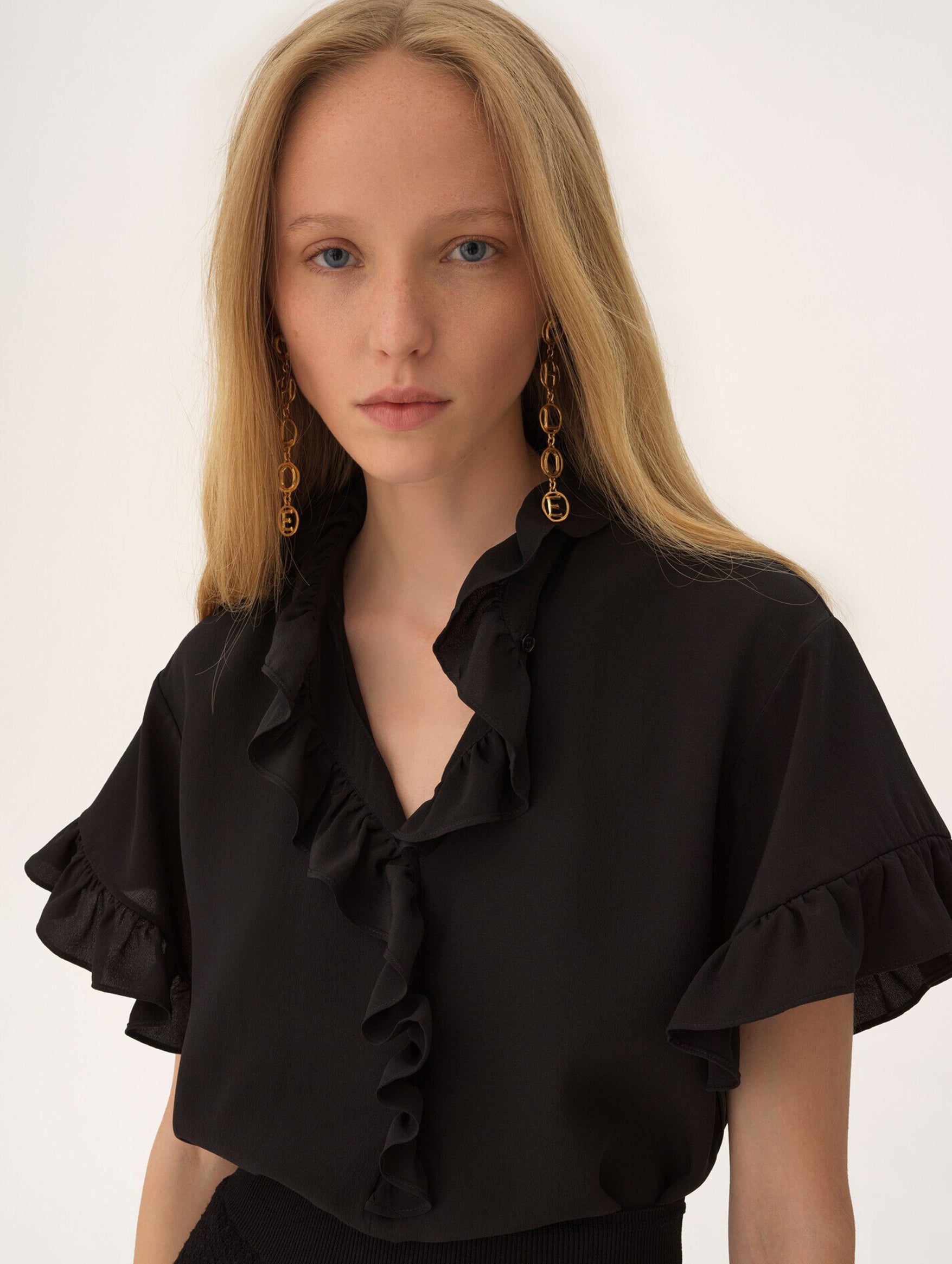 The Chloé Script Earrings in Vintage Gold