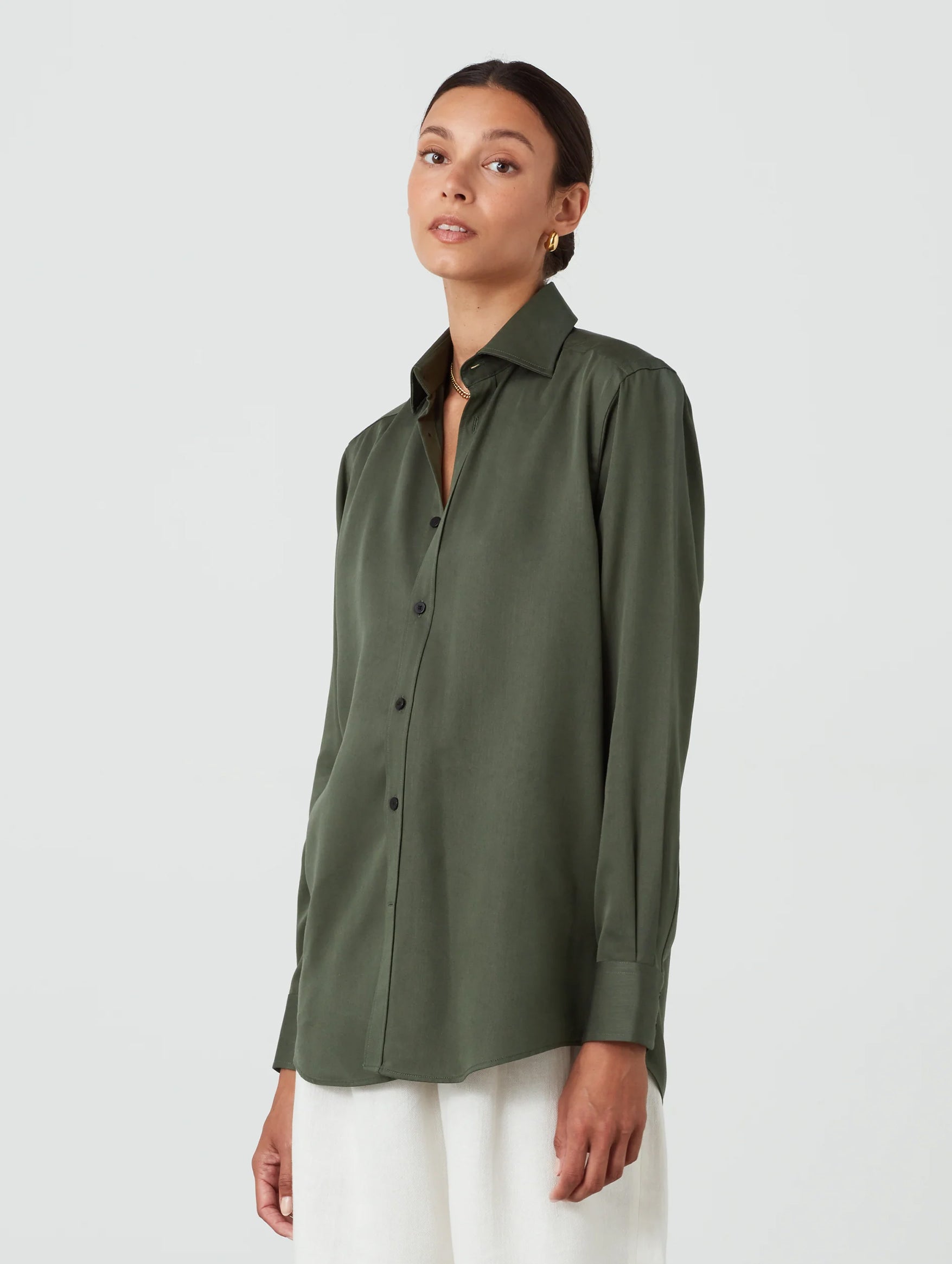 The Boyfriend Tencel Shirt in Khaki