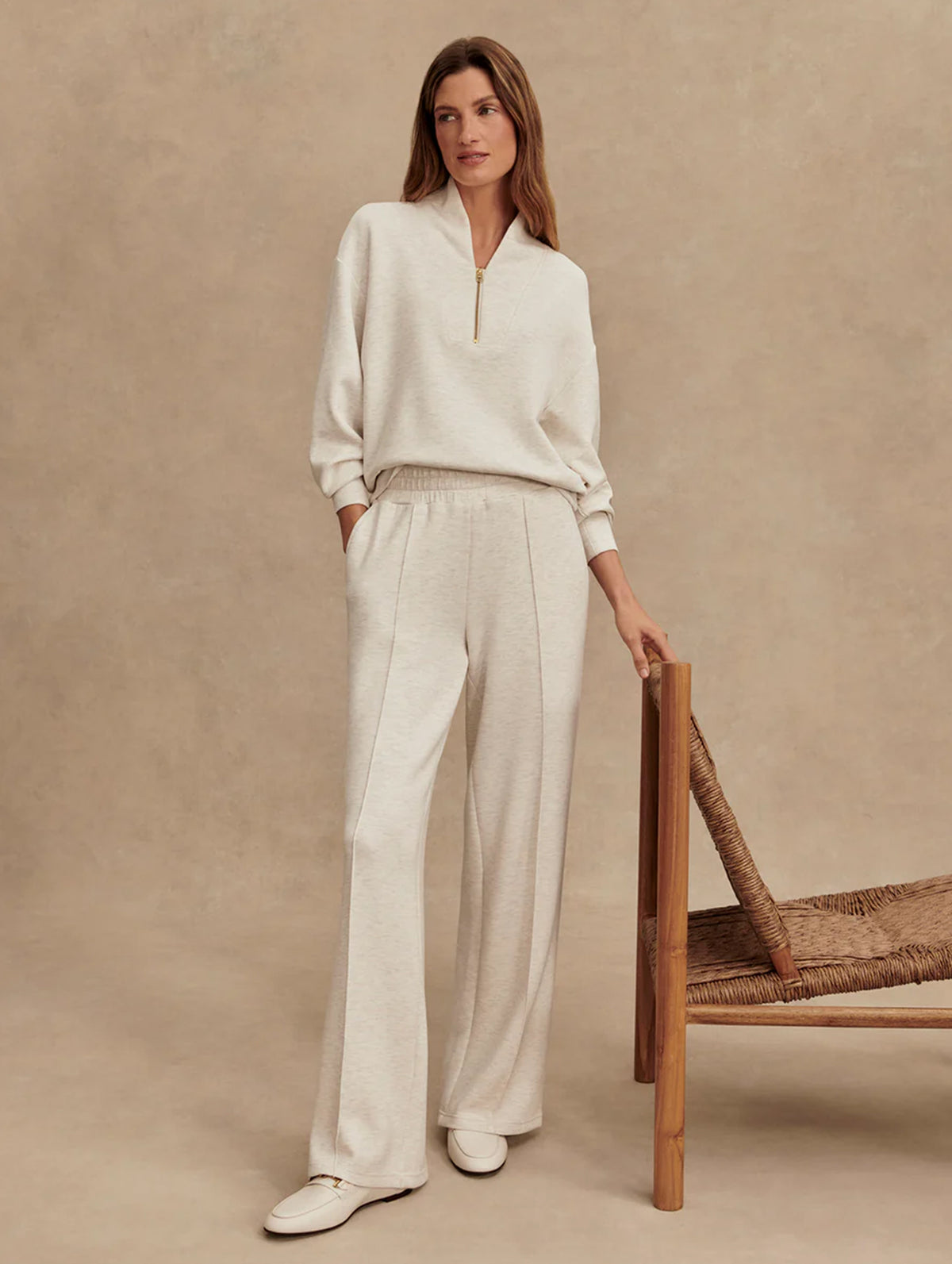 The Wide Leg Pant 30 in Ivory Marl