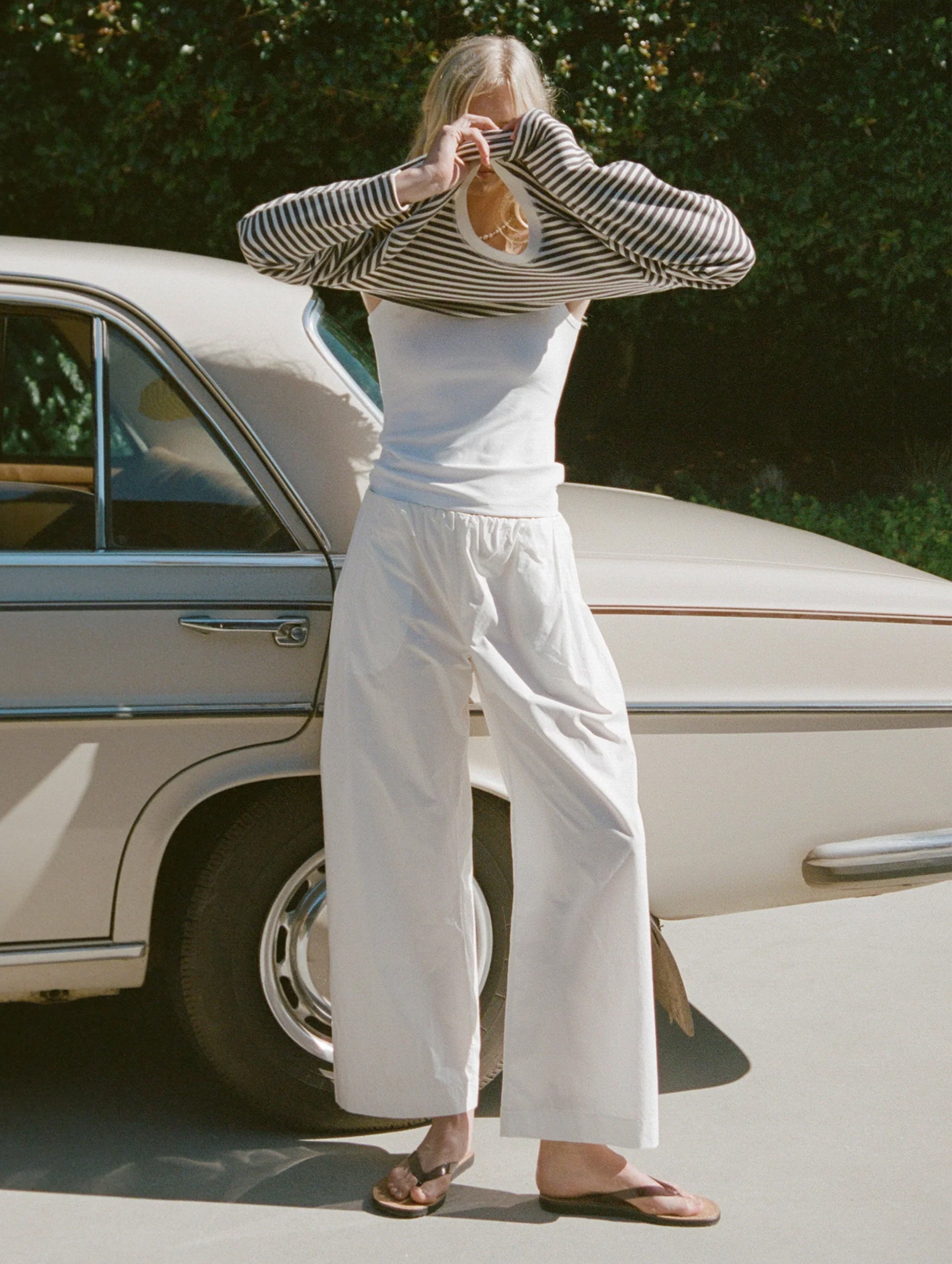 Things Are Looking Up Elastic Waist Pant in White