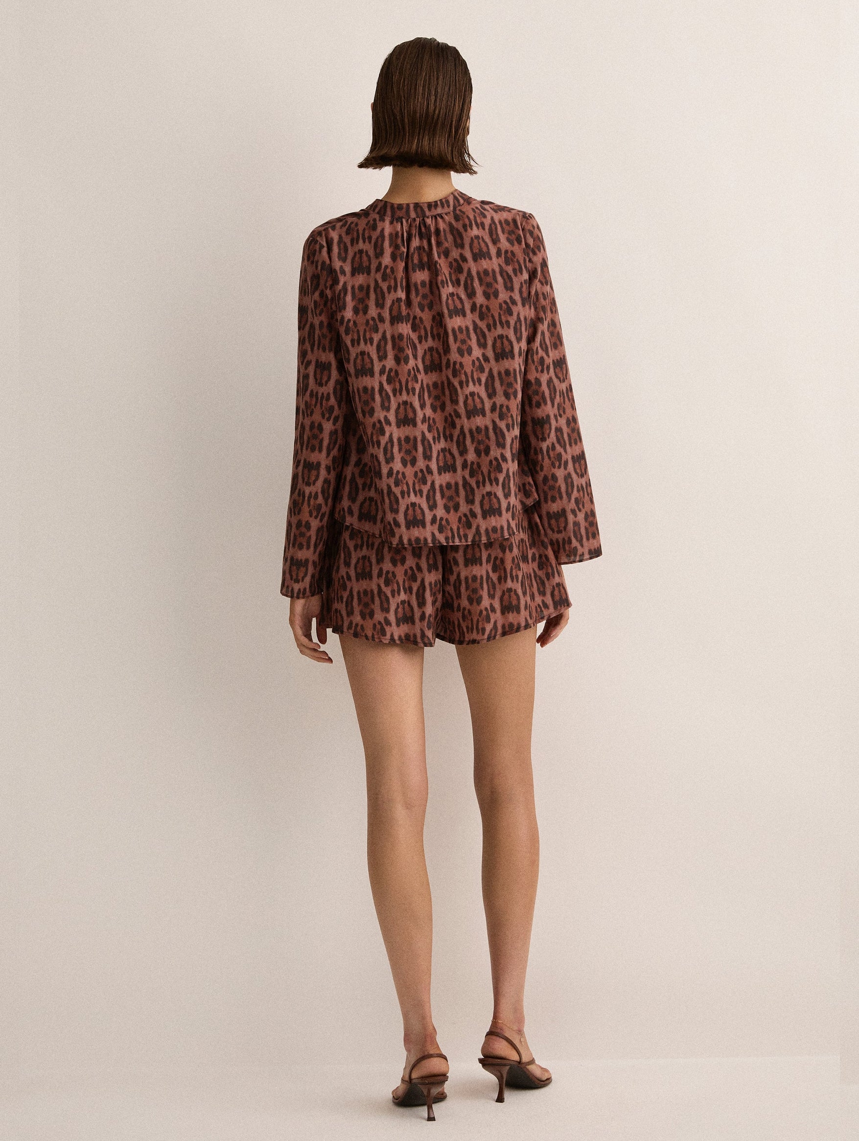 Tie Front Blouse in Sunset Leopard