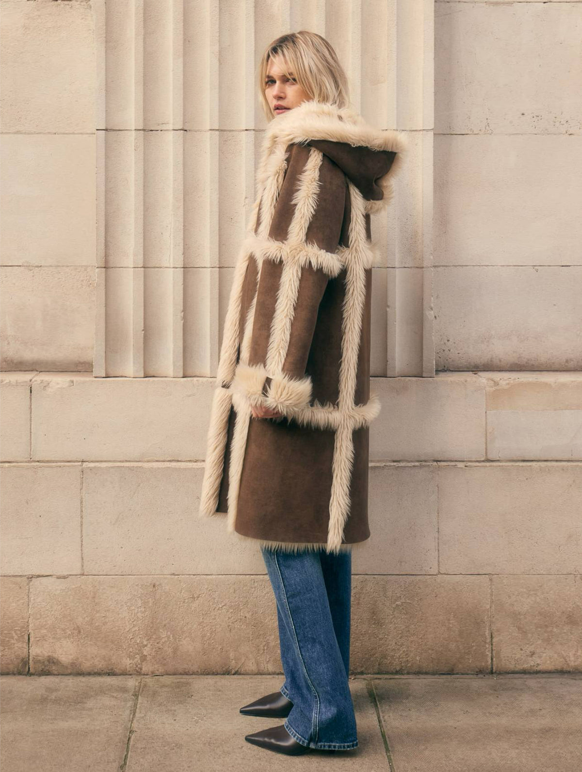 Tilly Coat in Brown & Cream