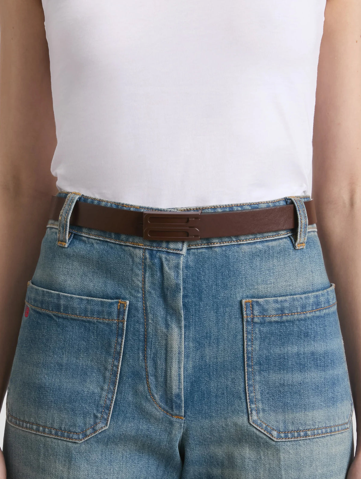 Regular Frame Tonal Belt in Dark Brown