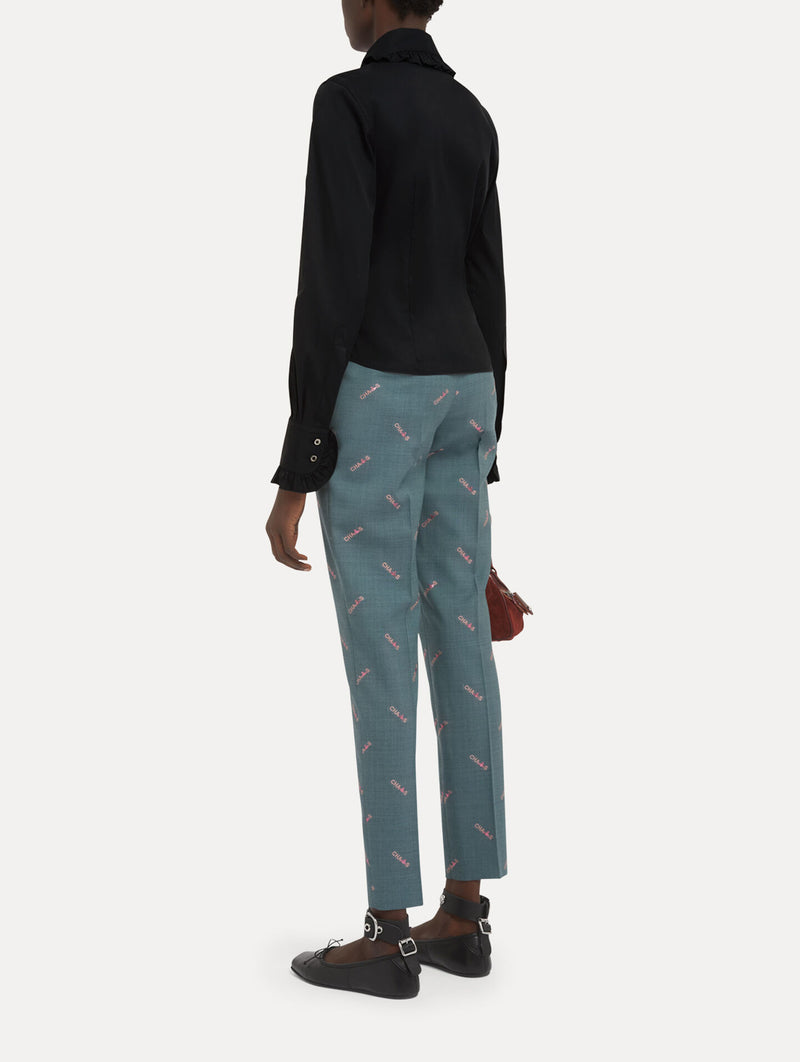 Toulouse Cotton Frill Shirt in Black