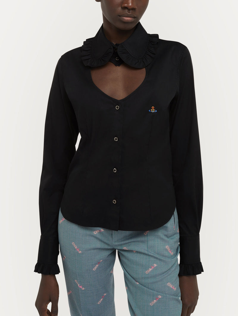 Toulouse Cotton Frill Shirt in Black