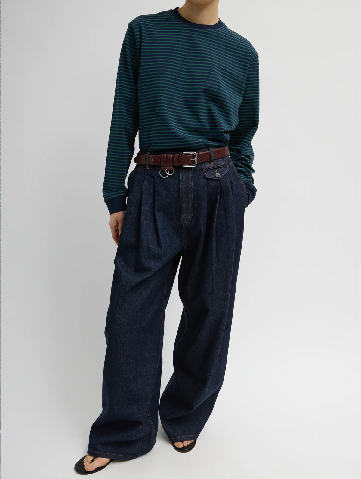 Triple Pleat Jean in Indigo